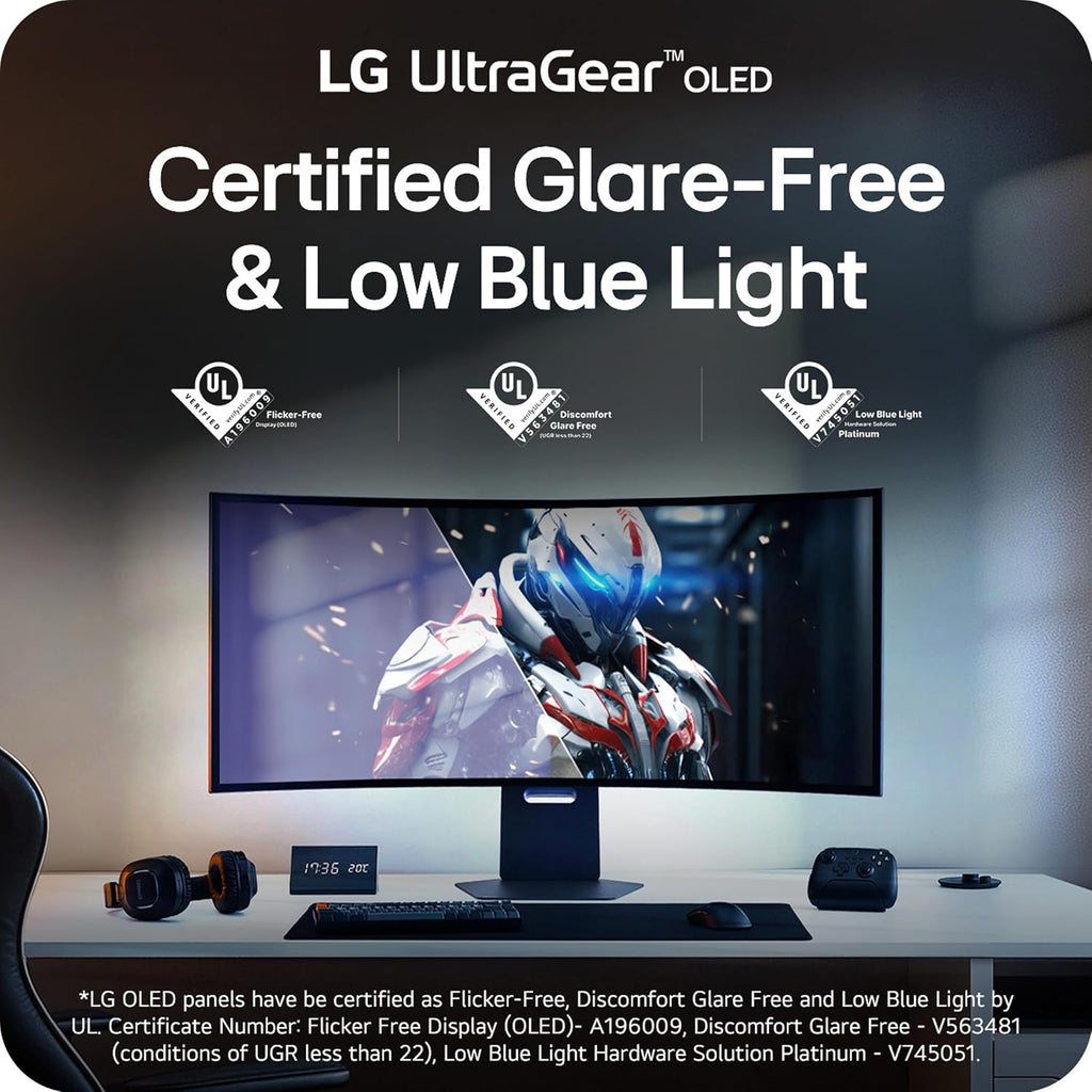 LG 45GX950A-B 45-inch Ultragear 5K2K WUHD (5120 x 2160) OLED Curved Gaming Monitor, Dual-Mode, 165Hz, 0.03ms, NVIDIA G-Sync, AMD FreeSync Premium Pro, HDR True Black 400, USB Type-C 90W, DP2.1