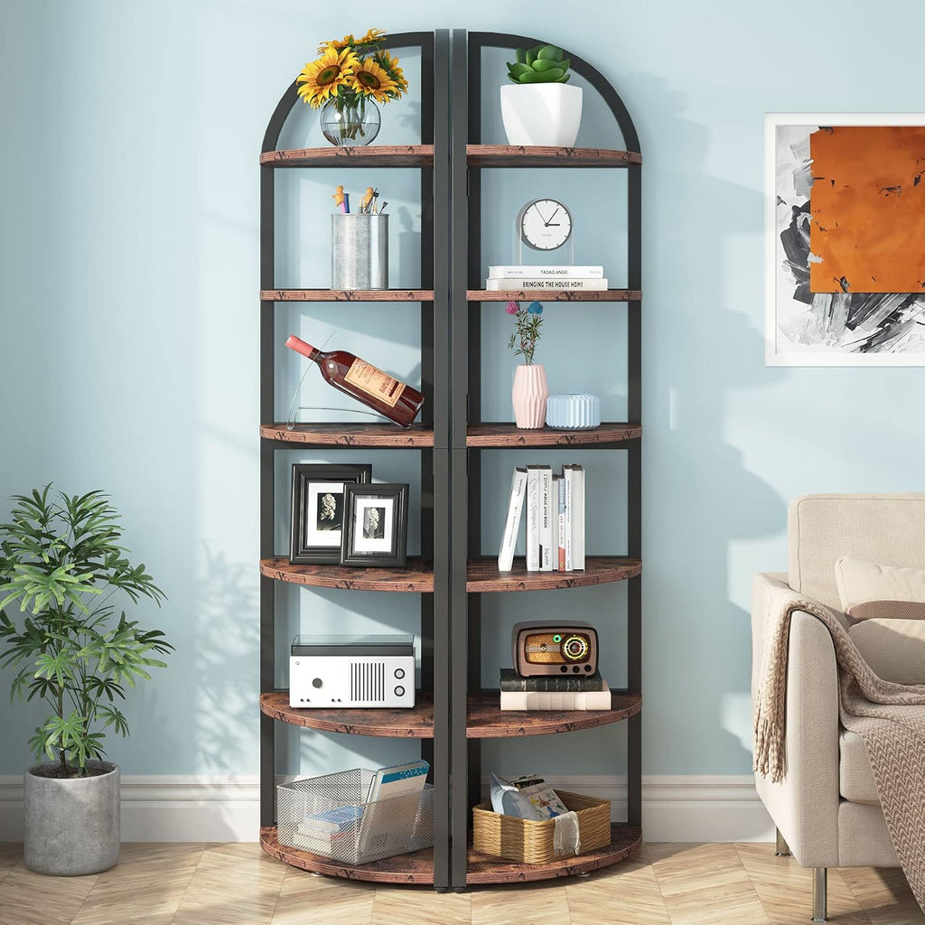 Tribesigns 6 Tier Corner Shelf, 71 inch Tall Corner Bookshelf for Small Space, Rustic Plant Stand Display Rack for Living Room, Home Office, Kitchen