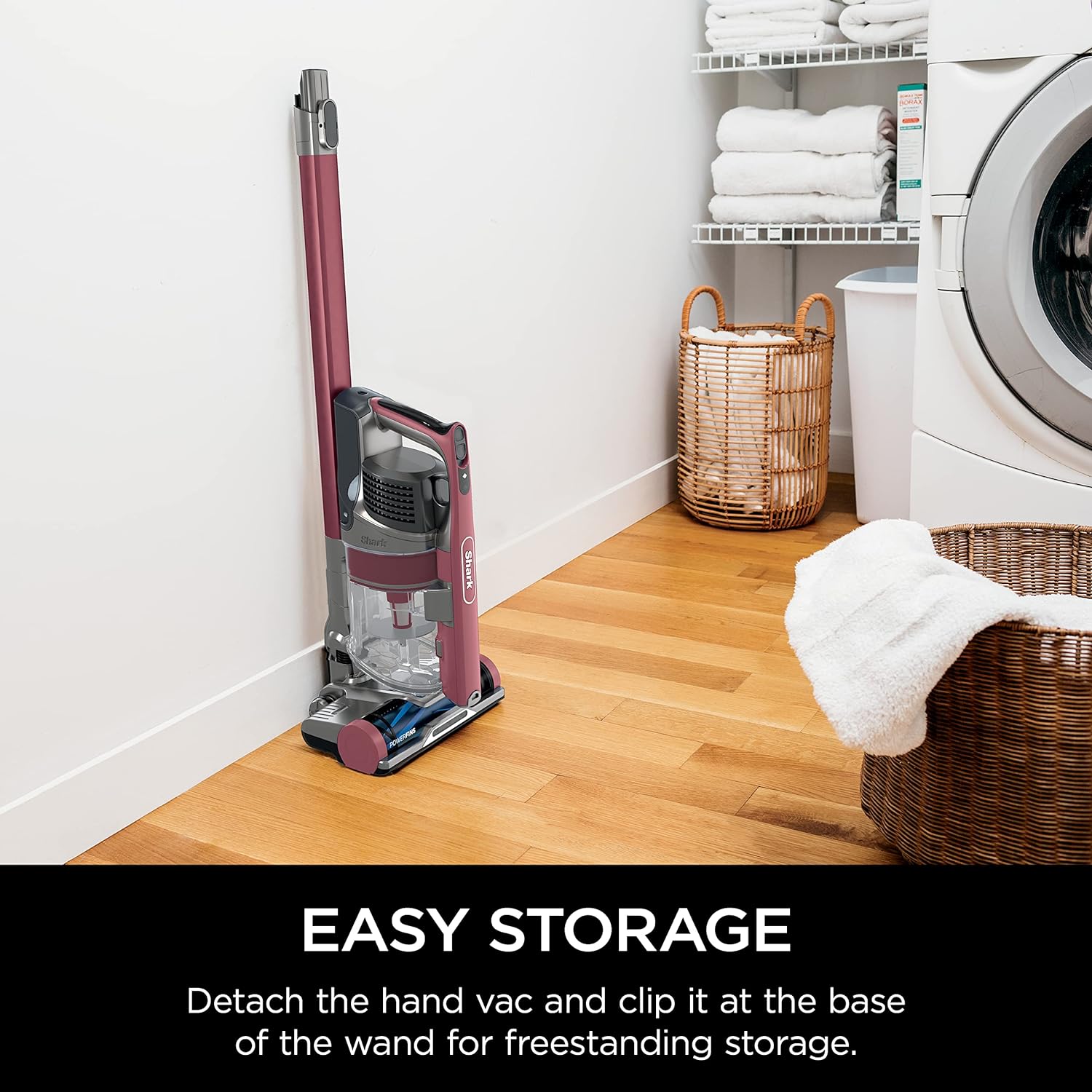 Shark Cordless Vacuum Cleaner, HEPA Filter, Lightweight, Portable, Rechargeable, Pet Hair Pickup, Removable Handheld, Crevice, Upholstery & Dusting Brush Included, 40-min runtime, Red, IZ362H