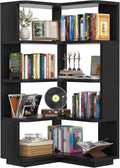 Armocity Corner Book Shelf - 5 Tier Corner Bookshelf Etagere Bookcase with Baffle, Freestanding L Shaped Display Shelf Stand for Home Office, Living Room, Bedroom, Kitchen, Black