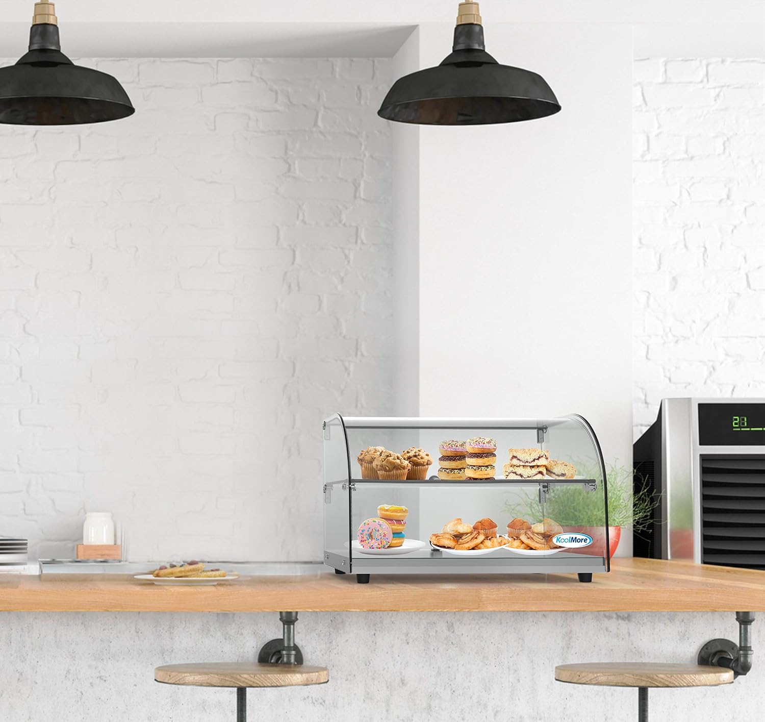 KoolMore - DC-2C 22' Commercial Countertop Bakery Display Case with Front Curved Glass and Rear Door - 1.5 cu. ft.