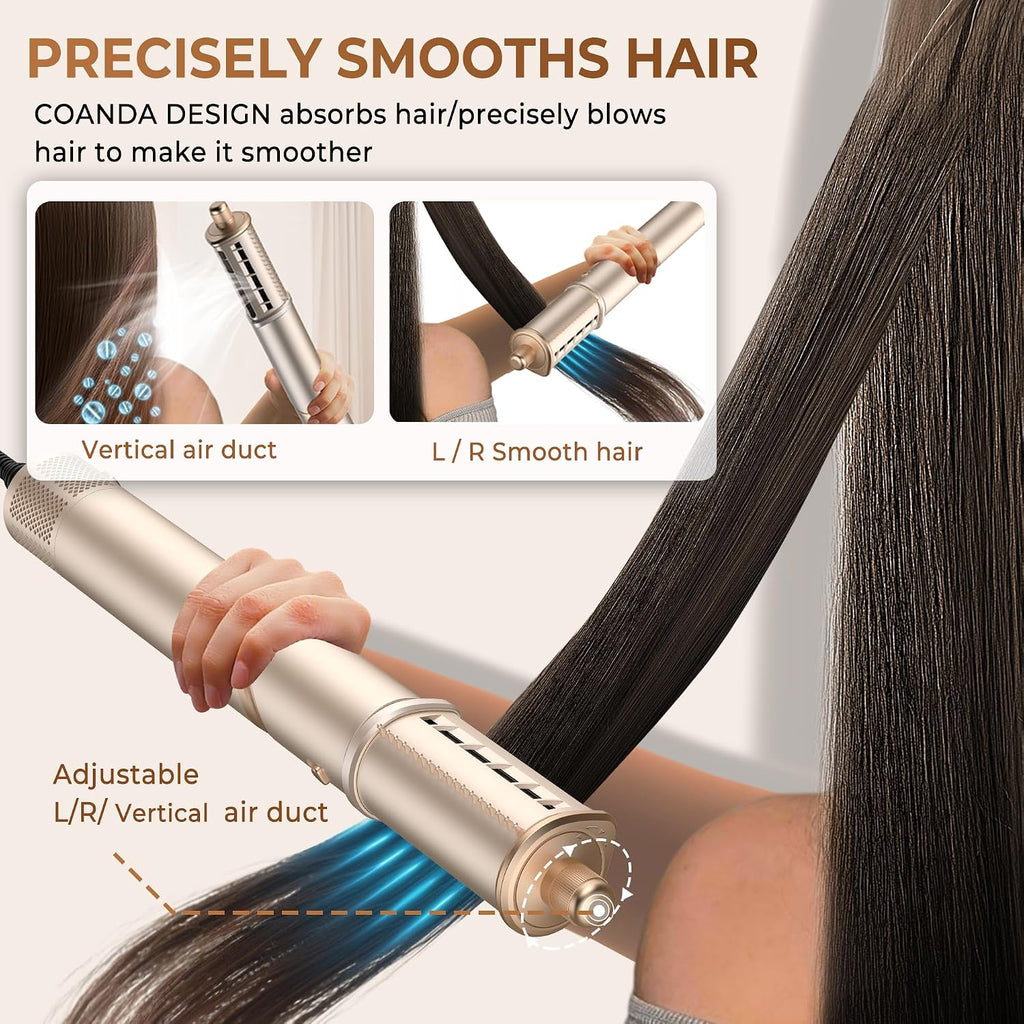 UKLISS 8-in-1 High-Speed Air Styler & Drying System - 110,000 RPM Foldable Hair Multi-Styler with Auto-Wrap Curler, Diffuser & Flyaway Smoothing Brush - Ionic Hair Styling Tool Kit for All Hair Types