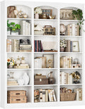 FACBOTALL 71' Triple Wide Bookshelf, 6 Tier Bookcase, Large White Bookshelf with Curved Baffle, 63.4' Wide White Bookcase with 18 Open Display Shelves for Living Room, Study, White