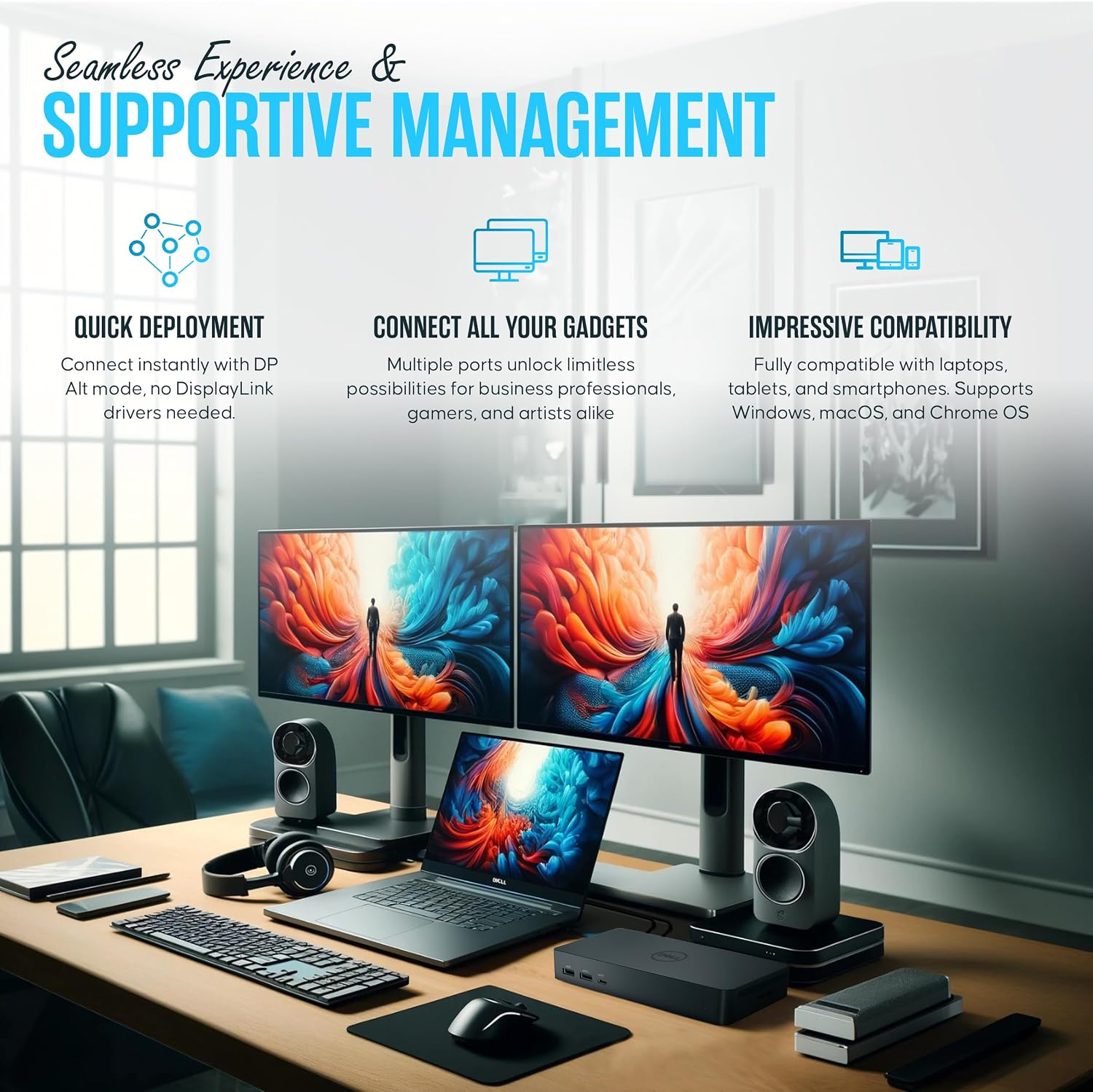 WD22TB4 Dell Thunderbolt 4 Dock 40Gbps USB-C/USB-A 1 Year Warranty - Docking Station with 180W, HDMI, DisplayPort Cables & Cleaning Cloth – Supports Dual/Triple Monitors & 4K Displays