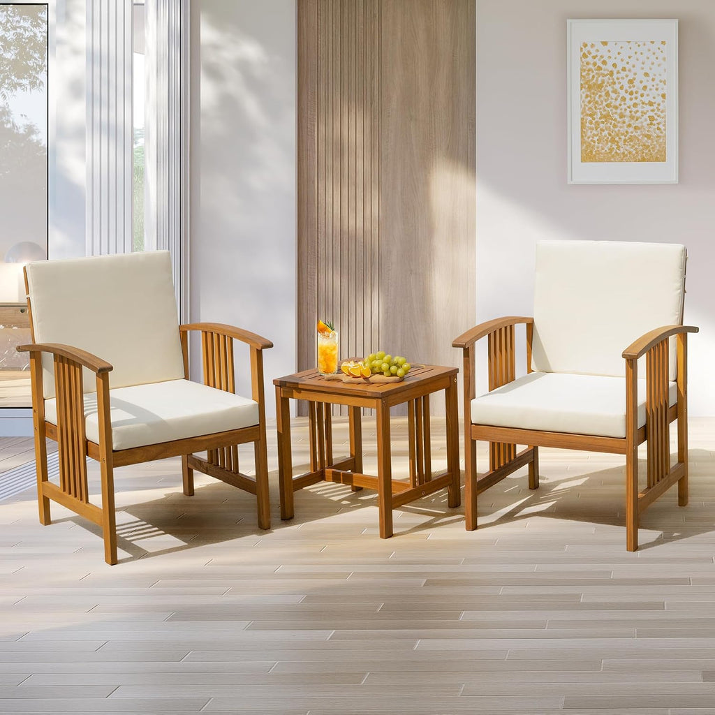 Idzo Wood Club Chairs Set 2 with End Table
