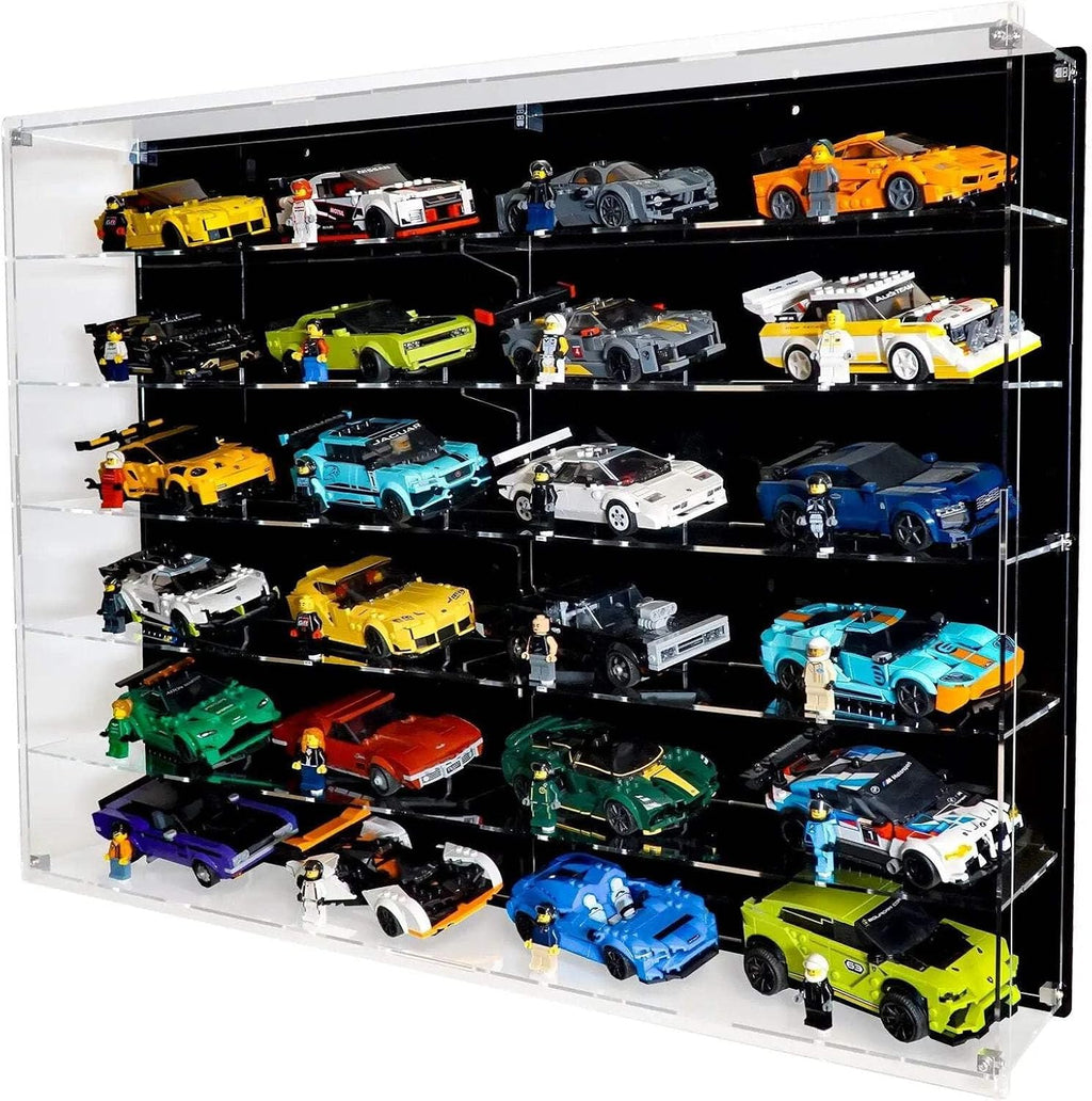 Wall-Mount Display Case Compatible with 24 LEGO Speed Champions Cars – Multi-Tier Collection Showcase – Sets Not Included