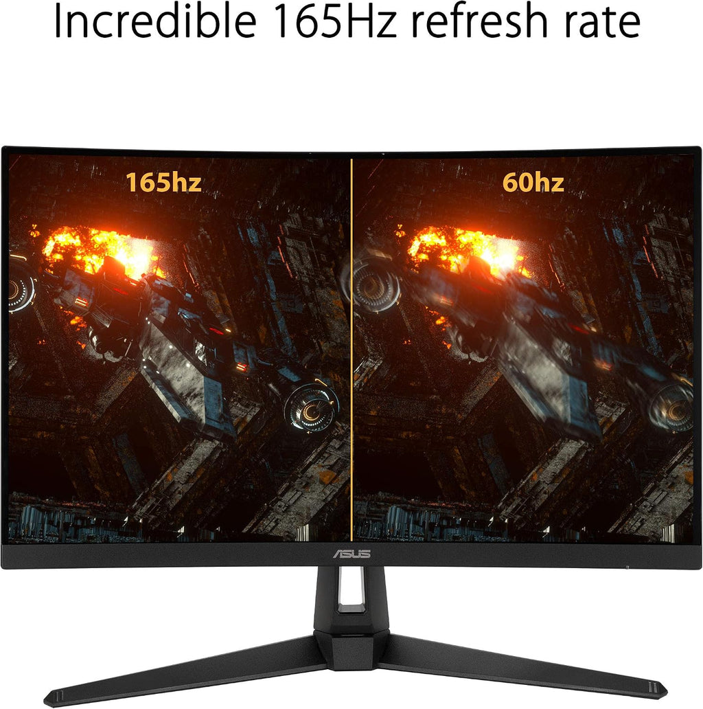 ASUS TUF Gaming VG27WQ1B 27' Curved Monitor, 1440P WQHD (2560 x 1440), 165Hz (Supports 144Hz), 1ms, Adaptive-sync/FreeSync Premium, Extreme Low Motion Blur, Eye Care, HDMI DisplayPort, HDR10