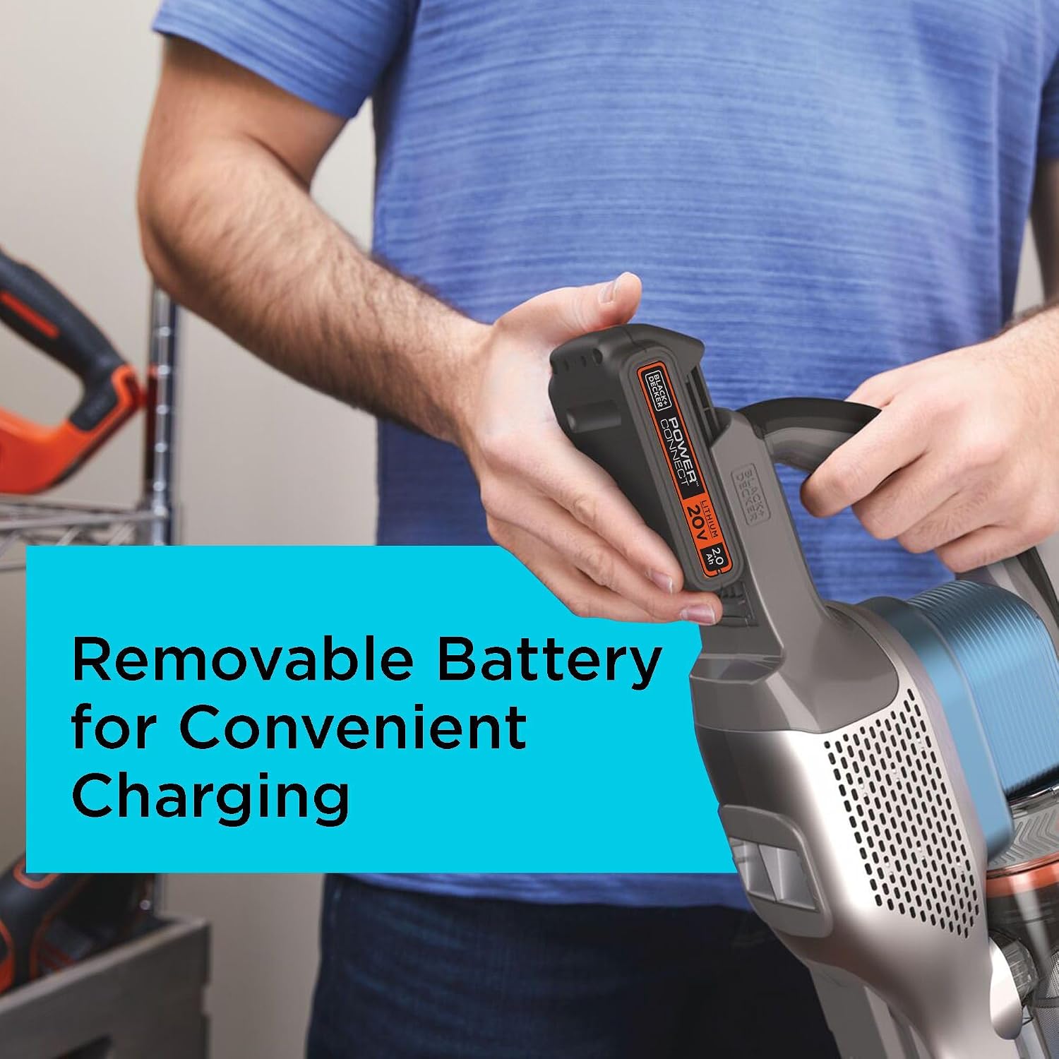 BLACK+DECKER Cordless Vacuum, Powerseries Extreme, Stick Vacuum Cordless Rechargeable, Interchangeable Floorhead with Crevice Attachment, 3 Speed Control, Lightweight, Blue (BSV2020G)