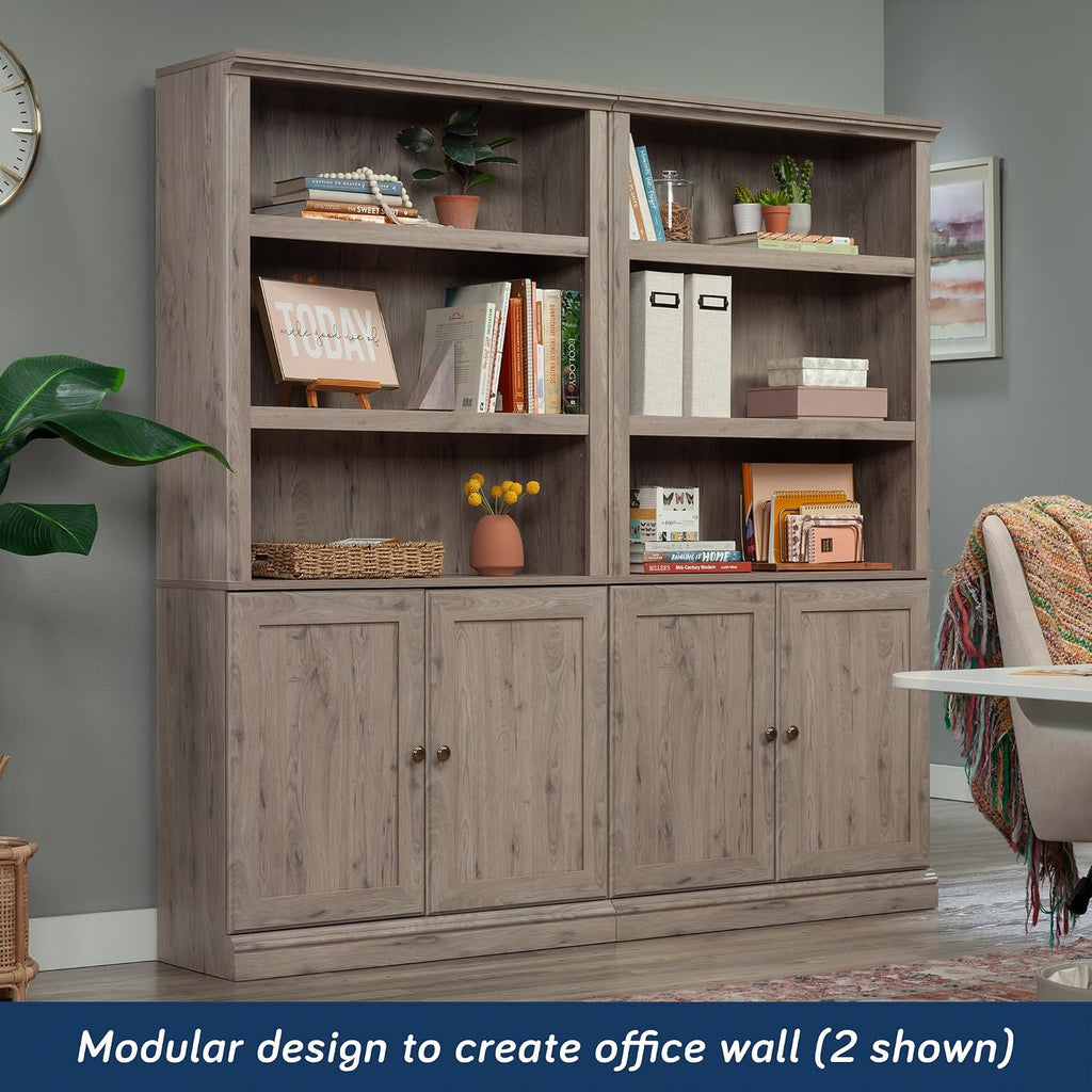 Sauder Miscellaneous Storage 5-Shelf/Book Shelf 2-Door Bookcase, Laurel Oak Finish
