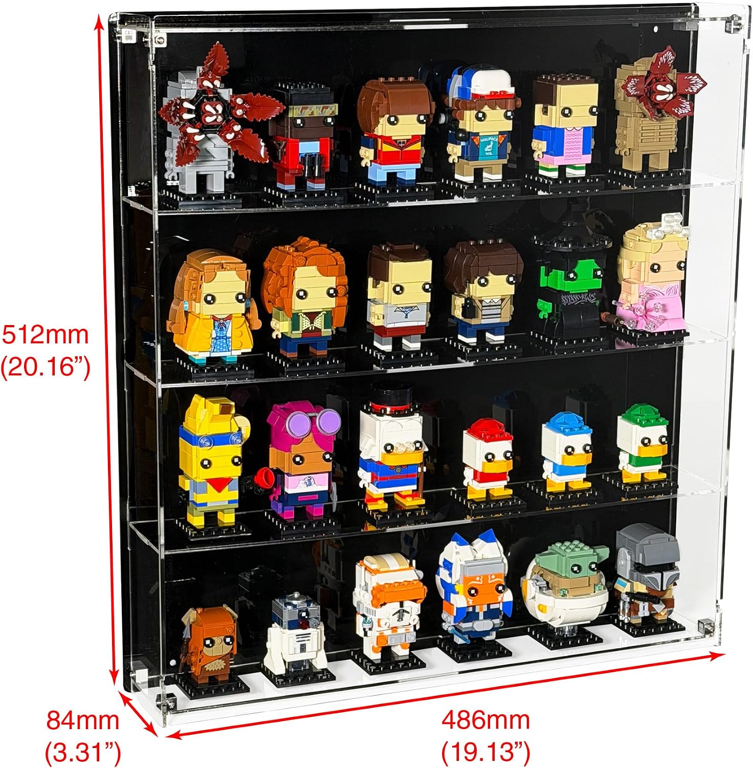 Wall-Mount Display Case Compatible with Lego Brickheadz, Funko POP!, Amiibos, and Many Others - Acrylic Showcase - Sets not Included (24)