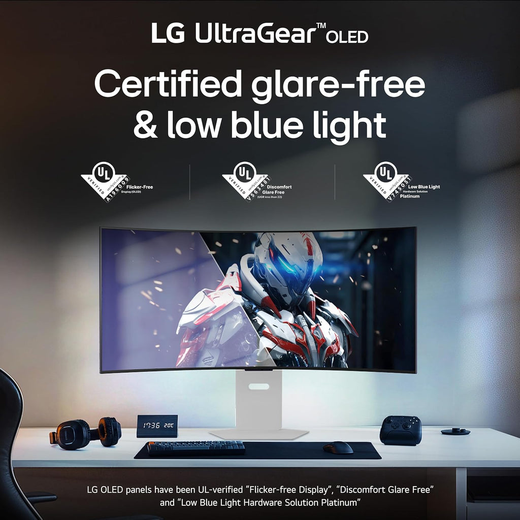 LG 34GX90SA-W 34-inch Ultragear WQHD (3440 x 1440) OLED Curved Gaming Monitor 240Hz, 1ms, NVIDIA G-Sync Compatible, AMD FreeSync Premium, VESA DisplayHDR True Black 400, webOS, USB Type-C, White