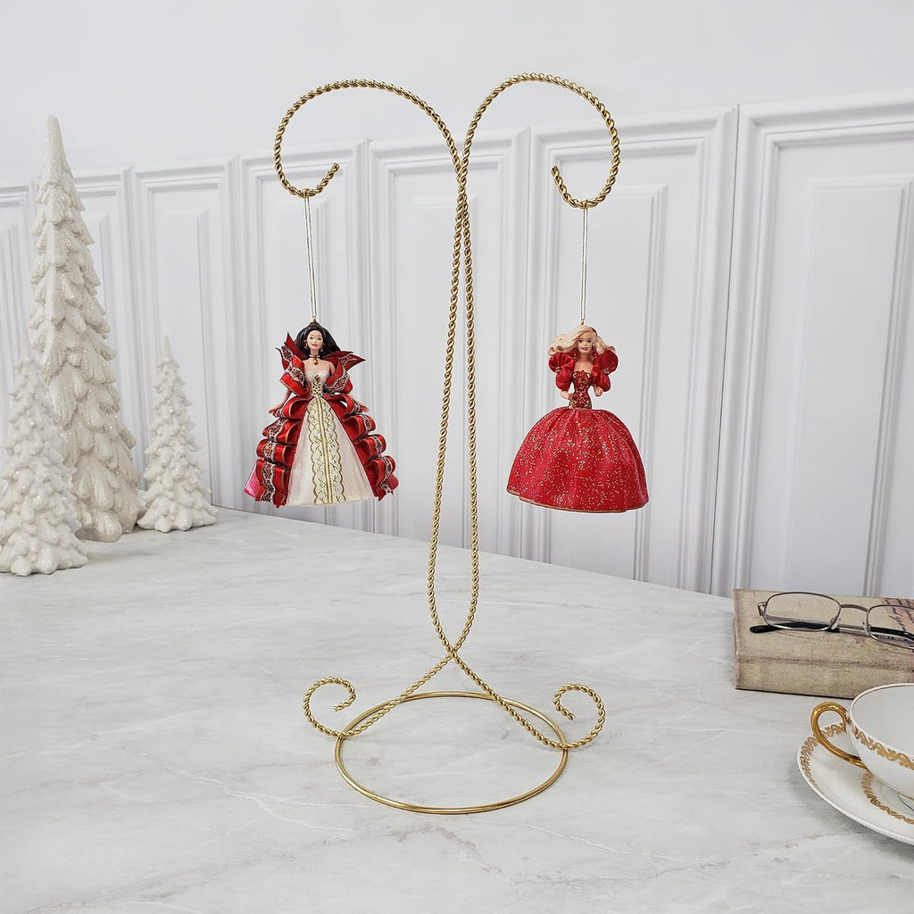Bard's Twisted 2 Tier Gold-toned Ornament Stand, 14' H x 6.5' W x 5.25' D, Pack of 12