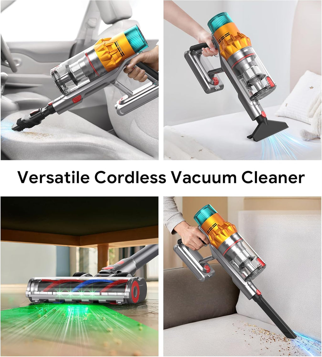 REBANIC Cordless Vacuum Cleaners for Home,8-in-1/65Min/600W/48Kpa Powerful Suction,Self-Standing Cordless Stick Vacuum Cleaner,Lightweight Anti-Tangle Rechargeable Vacuum for Floor/Carpet/Pet Hair/Car