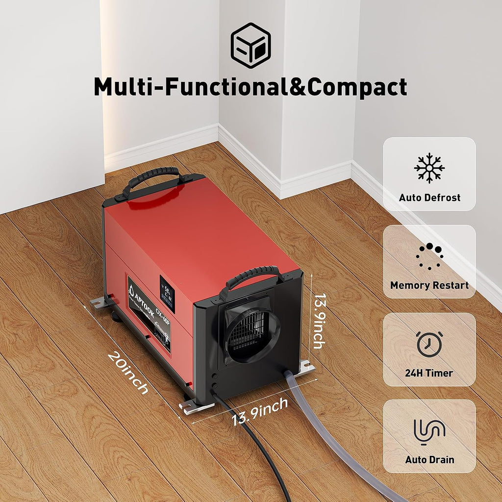 110 Pints Commercial Dehumidifiers for Crawl Spaces & Basement,Under House,Warehouse & Job Sites, Crawl Space Dehumidifier with Drain Hose, Remote Control, Auto Defrost, Humidity Control, CSA Listed
