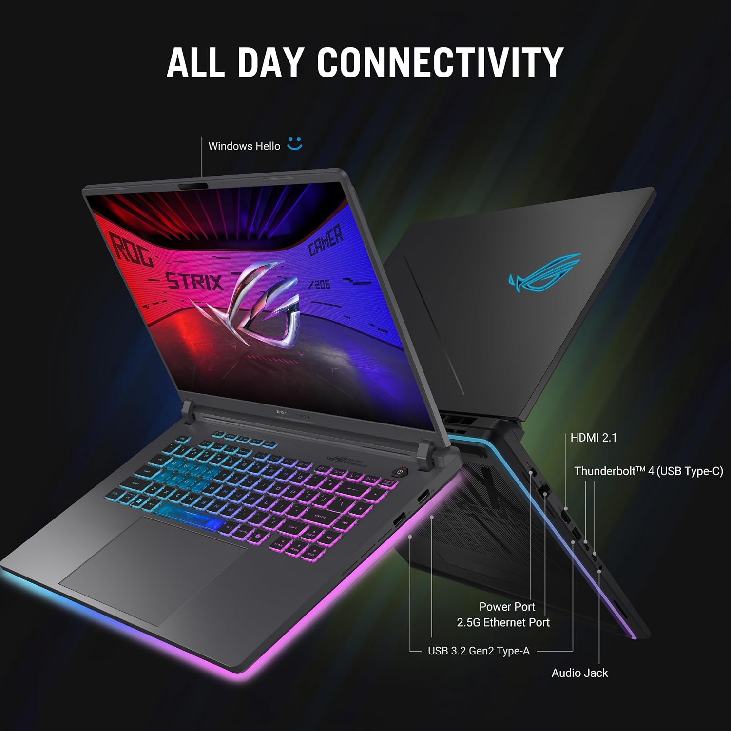 ASUS ROG Strix G16 (2025) Gaming Laptop, 16' FHD+ 16:10 165Hz/3ms Display, NVIDIA® GeForce RTX™ 5060 Laptop GPU, Intel® Core™ i7 Processor 14650HX, 16GB DDR5, 1TB Gen 4 SSD, Wi-Fi 7, Windows 11 Home