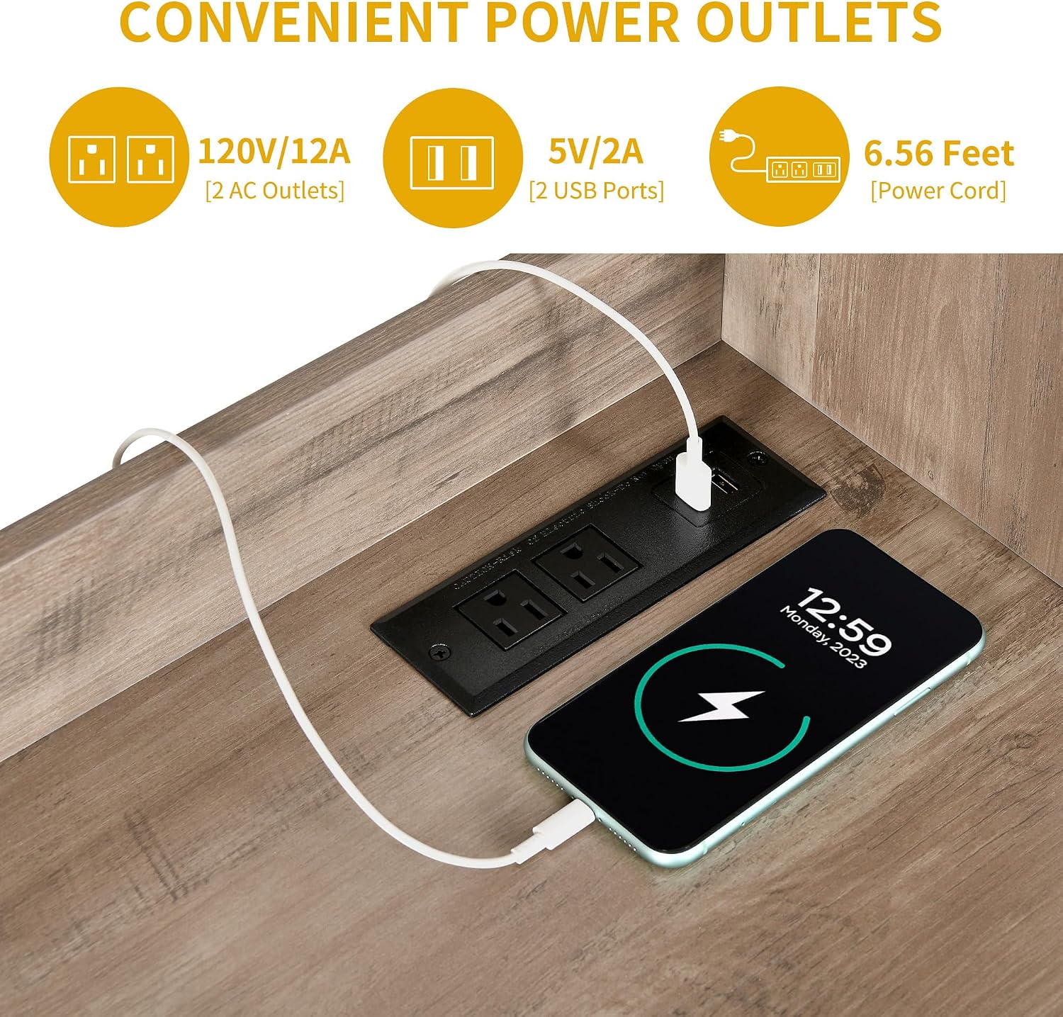 DWVO 71'' Tall Kitchen Pantry Storage Cabinet with Charge Station, Farmhouse Glass Display Food Pantry Hutch with Microwave Stand & Hooks & Drawers & Shelves for Home Living Dining Room, Lvory Grey