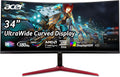 acer Nitro 34 Inch UWQHD 3440 x 1440 1500R Curved PC Gaming Monitor | AMD FreeSync Premium | Up to 180Hz Refresh | 1ms (VRB) | 400nit | DisplayHDR 400 | One DP 1.4 & Two HDMI 2.0 | XZ342CU Vbmiiphx