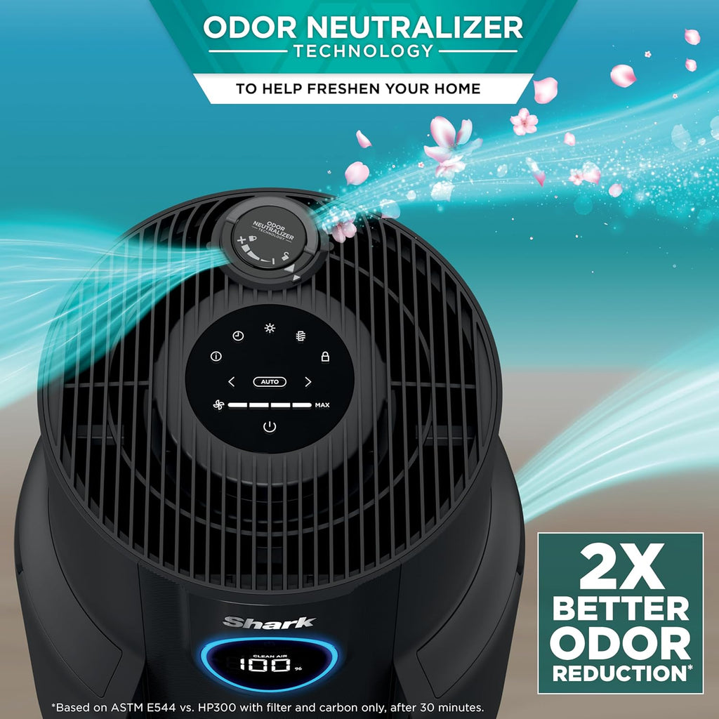 Shark Air Purifier for Home, NeverChange, for Large Room, HEPA-Exceeding Filter, Captures Pollutants, Pet Dander, Dust, Odor, Smoke, and More, Odor Neutralizer, HP152, Charcoal