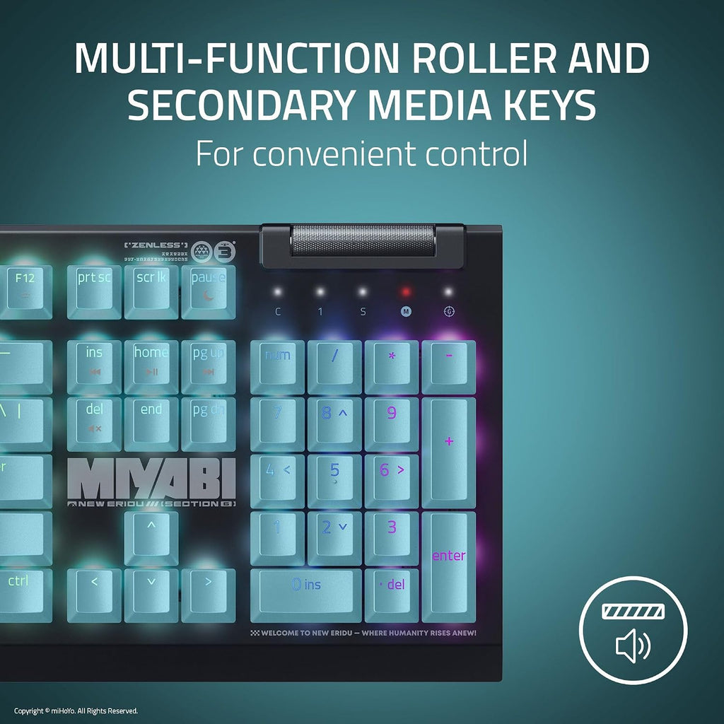 Razer BlackWidow V4 X Mechanical Gaming Keyboard: Green Switches Tactile & Clicky - 6 Macro Keys - Chroma RGB - Doubleshot ABS Keycaps - Sound Dampening & Stabilizers - Zenless Zone Zero Edition