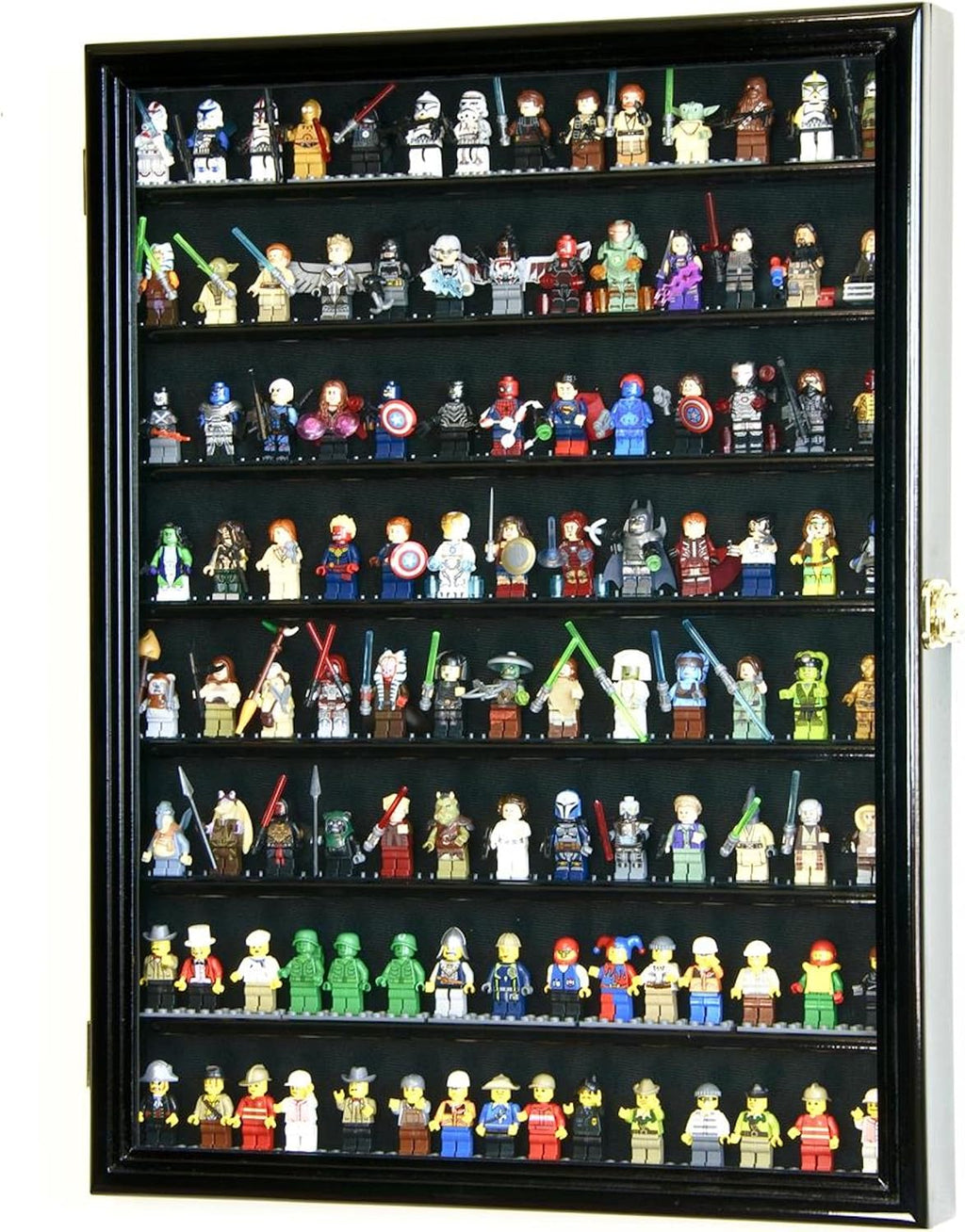 Large 110+ Minifigures Display Case Cabinet for Miniatures / Figurines / Mini Figures (Oak)