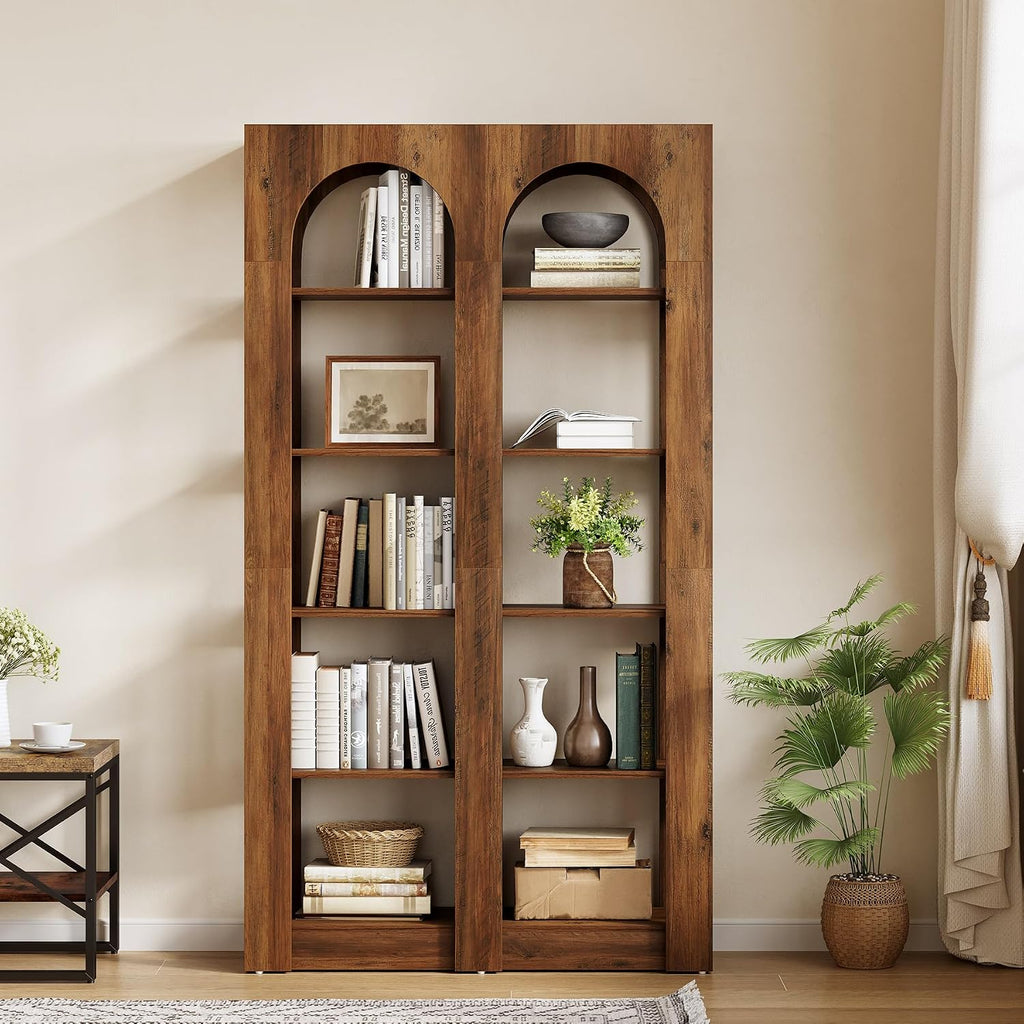 LITTLE TREE 5-Tier Wooden Bookshelves and Bookcases, Free-Standing Display Storage Shelves, 70.87 Inch Tall Furniture for Home Office, Living Room, Bed Room, Brown