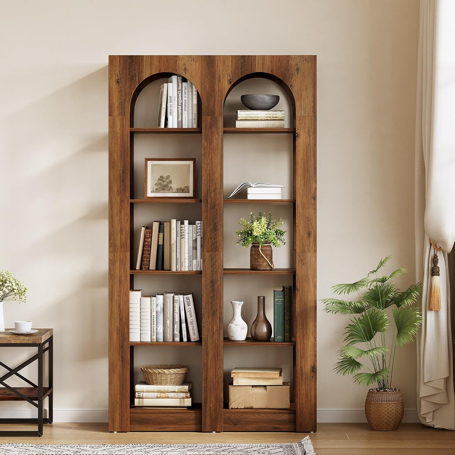 LITTLE TREE 5-Tier Wooden Bookshelves and Bookcases, Free-Standing Display Storage Shelves, 70.87 Inch Tall Furniture for Home Office, Living Room, Bed Room, Brown