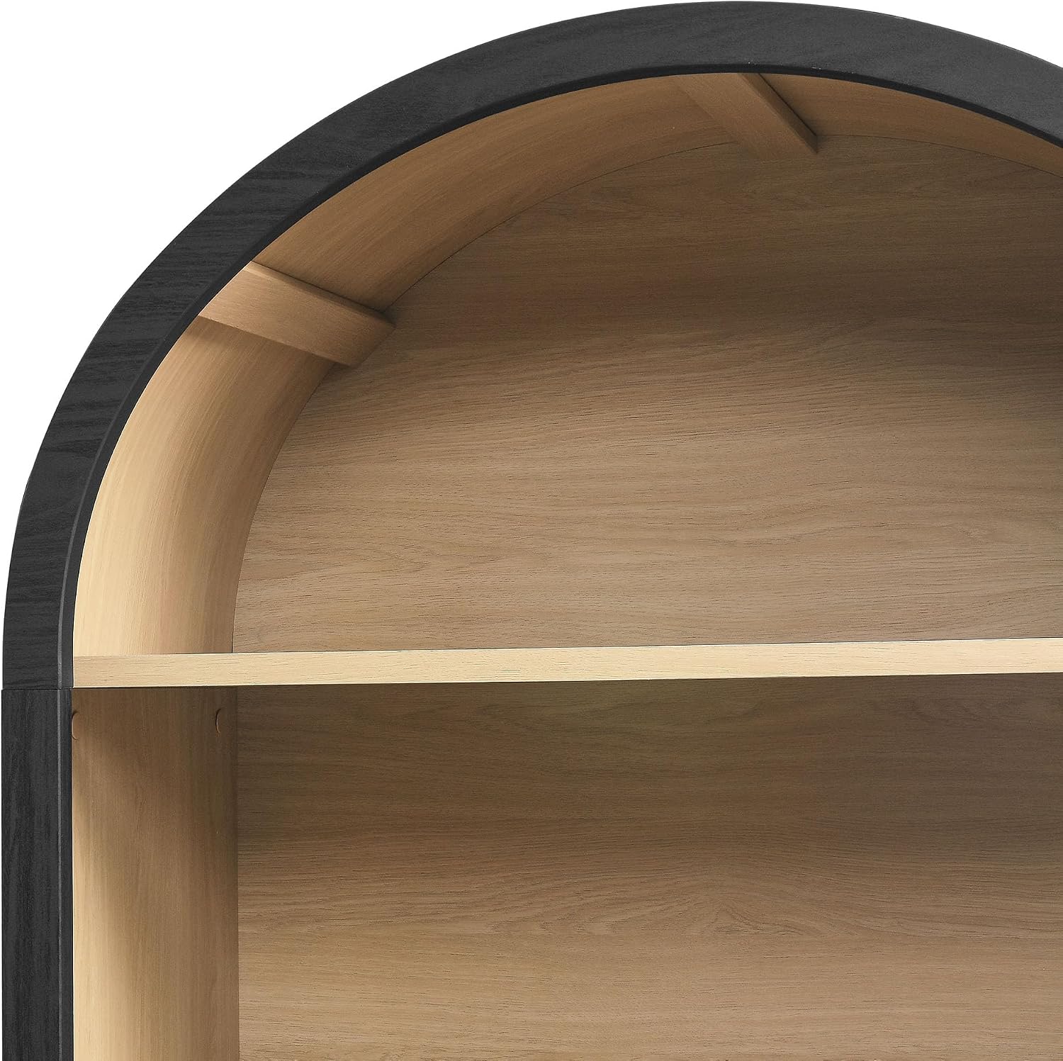 Modway Evie Modern Arched Wide Bookcase in Black - 76 Inch Open Shelf Display Cabinet - Stylish 5-Tier Bookshelf for Living Room, Dining Room, or Home Office