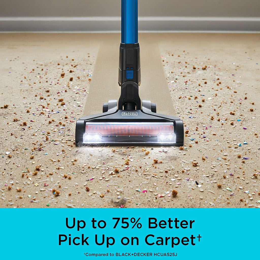 BLACK+DECKER Cordless Vacuum, Powerseries Extreme, Stick Vacuum Cordless Rechargeable, Interchangeable Floorhead with Crevice Attachment, 3 Speed Control, Lightweight, Blue (BSV2020G)