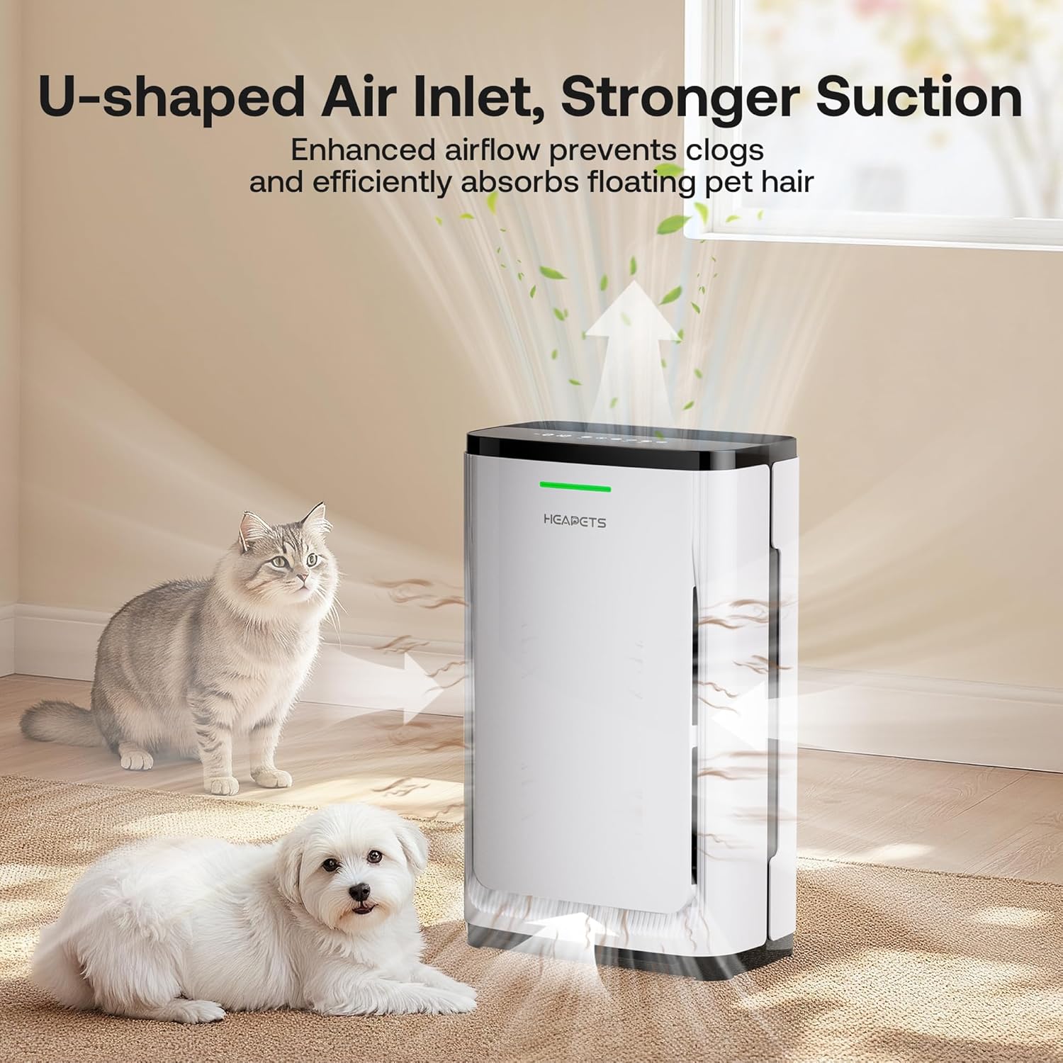 Pet Air Purifier Large Home 4200 sq ft, Suck up Floating Cat Dog Hair Dander, 7-Stage H13 HEPA Anion Activated Carbon Filter, Air Purifiers with APP for Odor Allergies Smoke Dust, Zero Ozone, P339