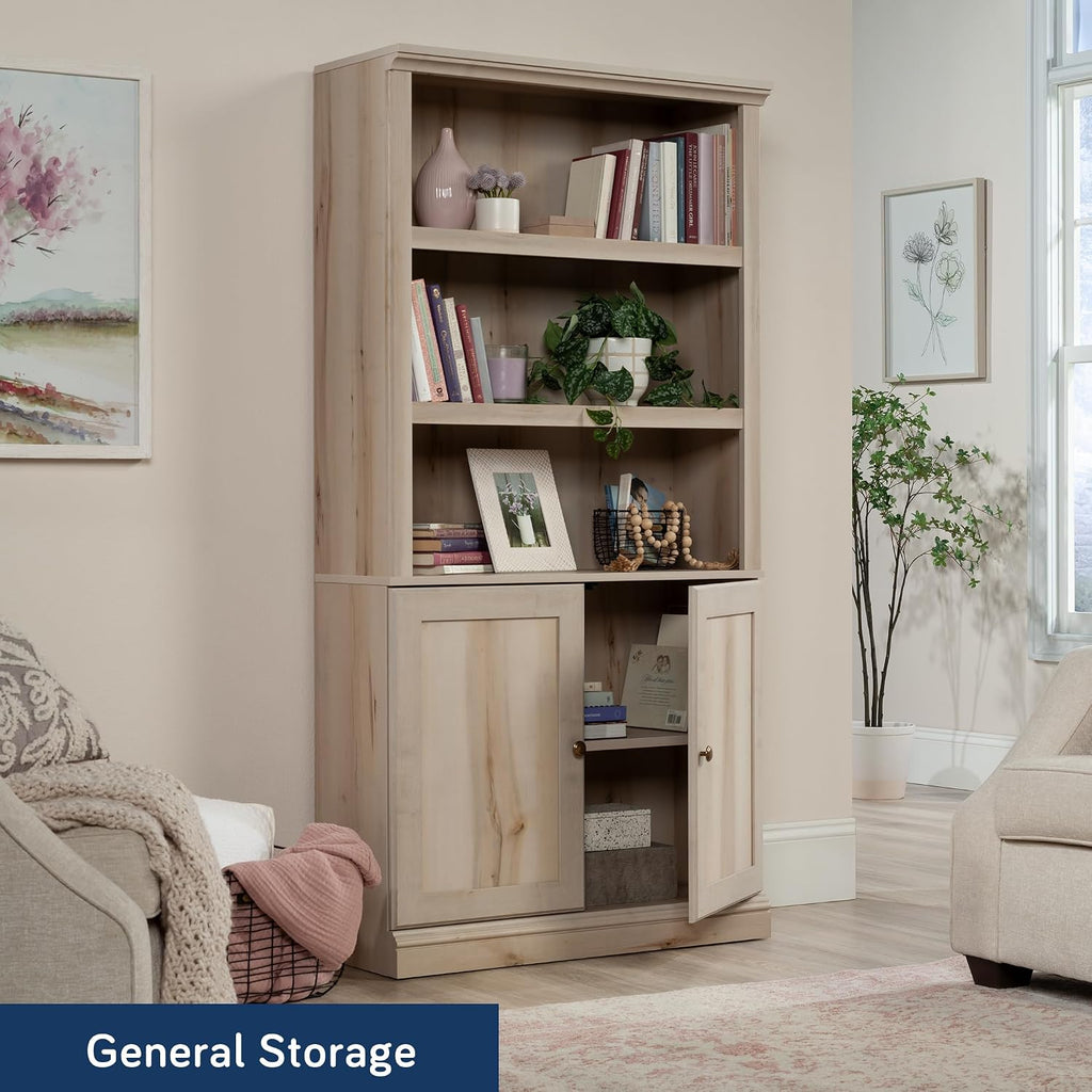 Sauder Miscellaneous Storage 5-Shelf/Book Shelf 2-Door Bookcase, Pacific Maple Finish