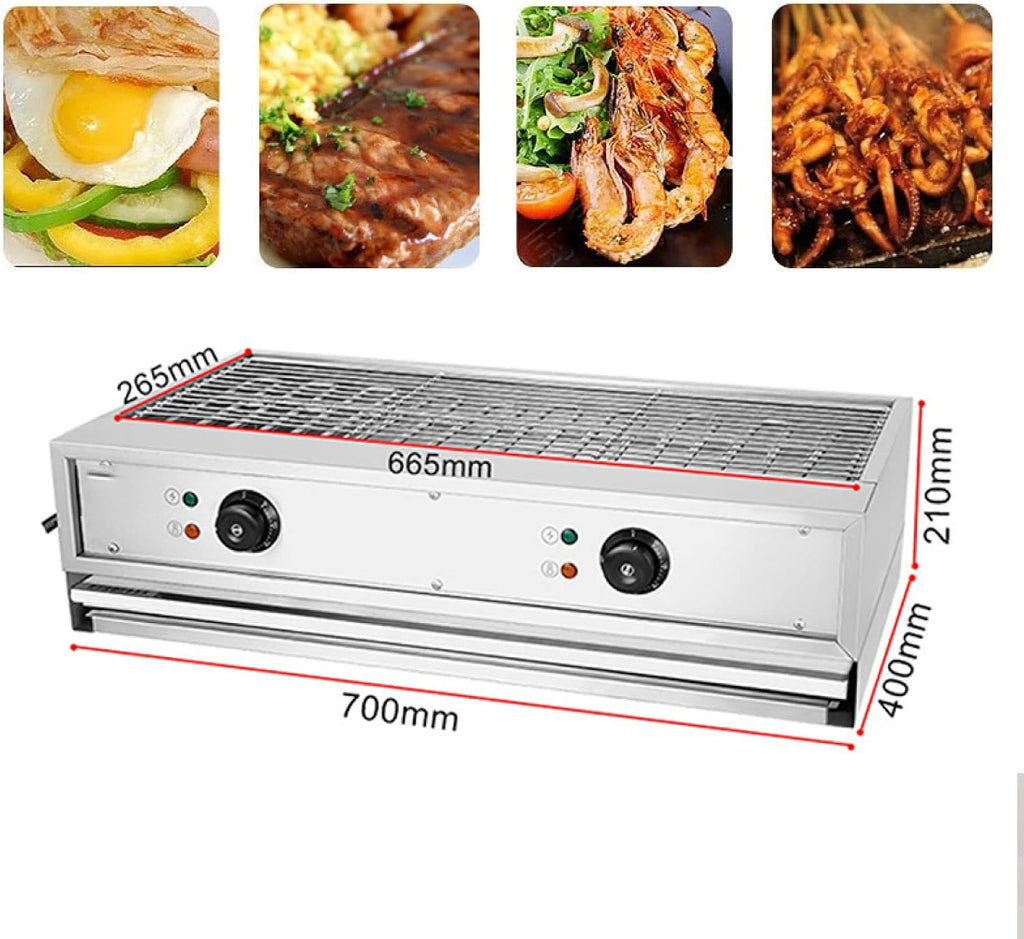 Commercial Stainless Steel Electric Griddle Grill/Smokeless Barbecue Oven with Adjustable Thermostatic Control for Grilled Cheese, Bacon, Sausage