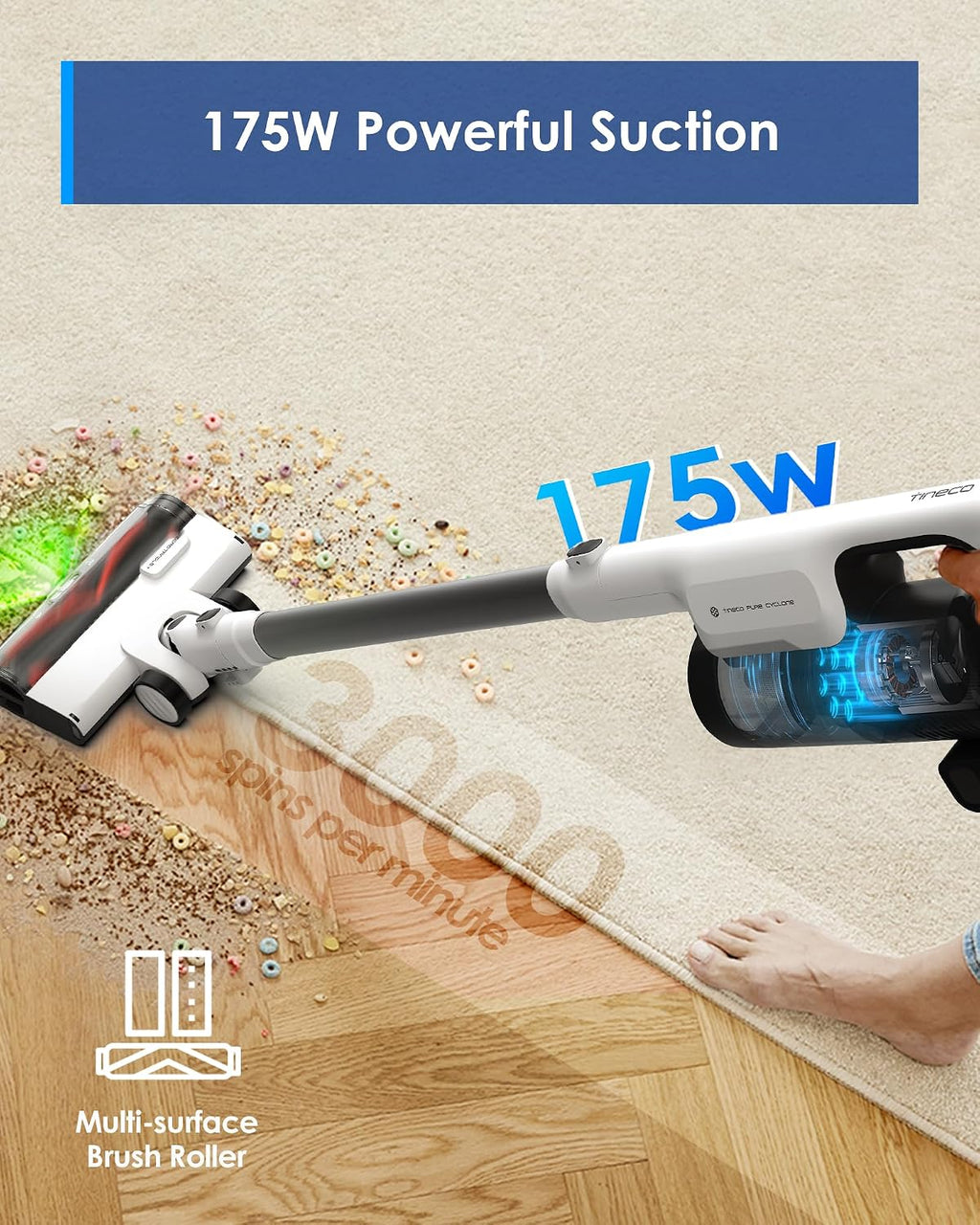 Tineco Pure ONE Station 5 Cordless Smart Vacuum with 2.5L Auto Dust Base, Full-Path Self-Cleaning, 175AW Suction, ZeroTangle Tech, Stick Vacuum Cleaner for Pet Hair, Carpet & Hard Floor
