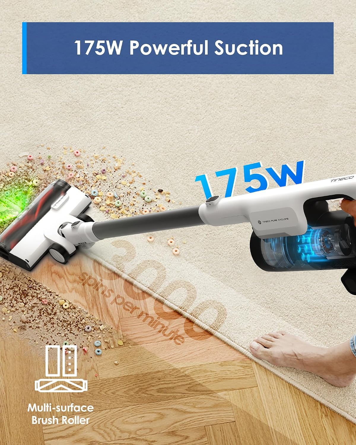 Tineco Pure ONE Station 5 Cordless Smart Vacuum with 2.5L Auto Dust Base, Full-Path Self-Cleaning, 175AW Suction, ZeroTangle Tech, Stick Vacuum Cleaner for Pet Hair, Carpet & Hard Floor