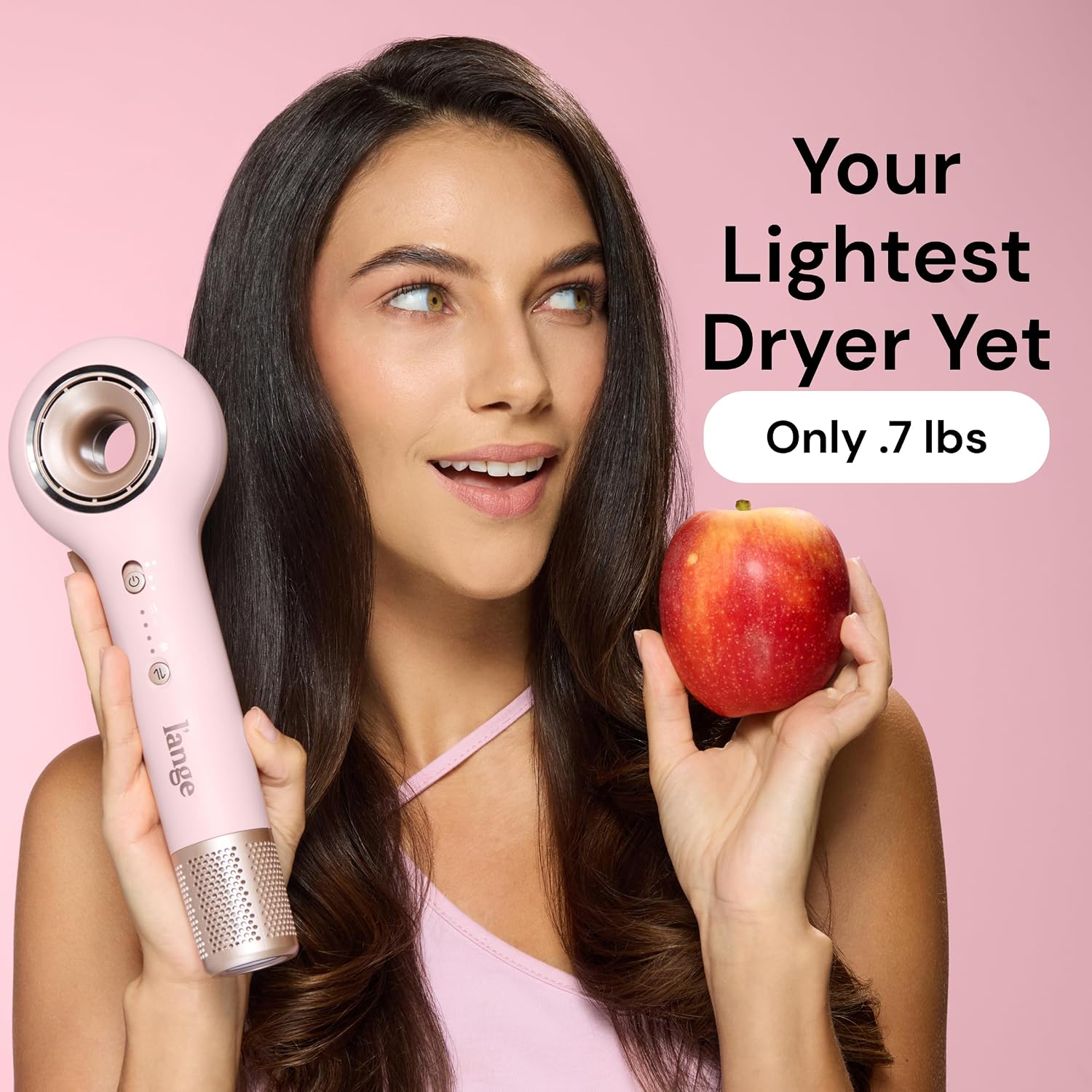 L'ANGE HAIR Axia HaloRing Ionic Hair Dryer | High Speed Professional Blow Dryer for Smooth, Frizz-Free Styles | Lightweight Brushless Motor with Concentrator & Wall Mount | 4 Heat Settings | Blush