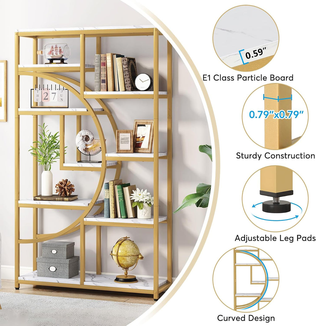 Tribesigns Bookshelf Industrial 5 Tier Etagere Bookcase, Freestanding Tall Bookshelves Display Shelf Storage Organizer with 9-Open Storage Shelf for Living Room, Bedroom