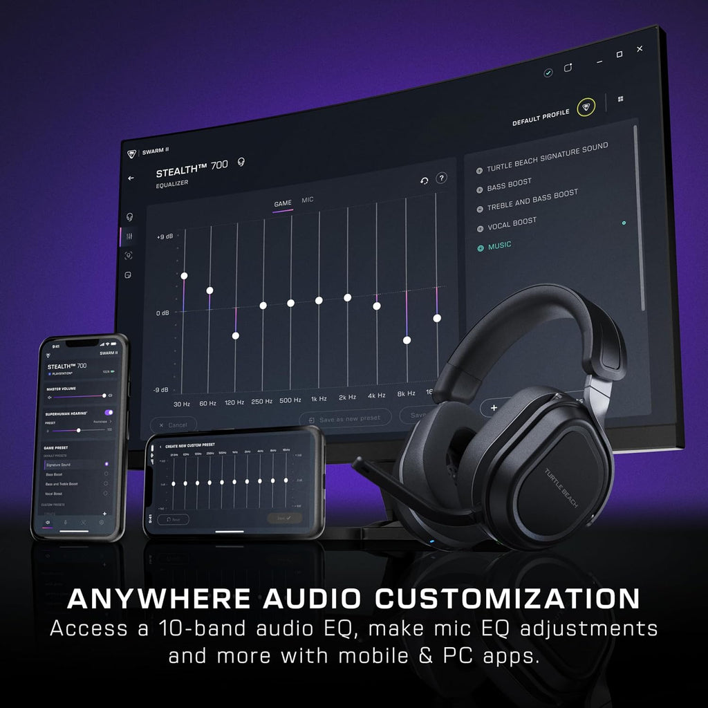 Turtle Beach Stealth 700 Gen 3 Wireless Multiplatform Amplified Gaming Headset for Xbox Series X|S, Xbox One, PC, PS5, Mobile – 60mm Drivers, AI Noise-Cancelling Mic, Bluetooth, 80-Hr Battery – Black