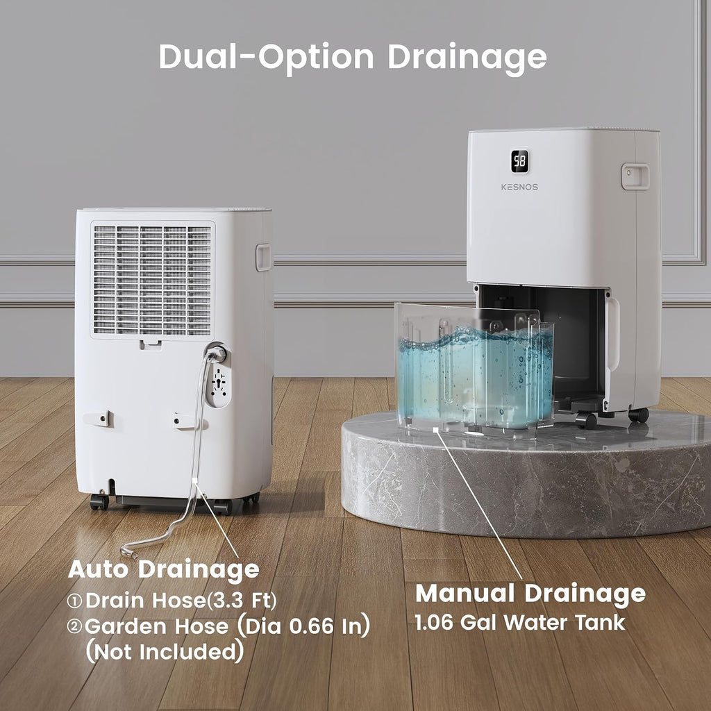 Kesnos 6,000 Sq. Ft. 80 Pints Energy Star Dehumidifier for Home & Basement with Drain Hose, Front LED Display and 1.06 Gal Water Tank, Auto Defrost, Timer