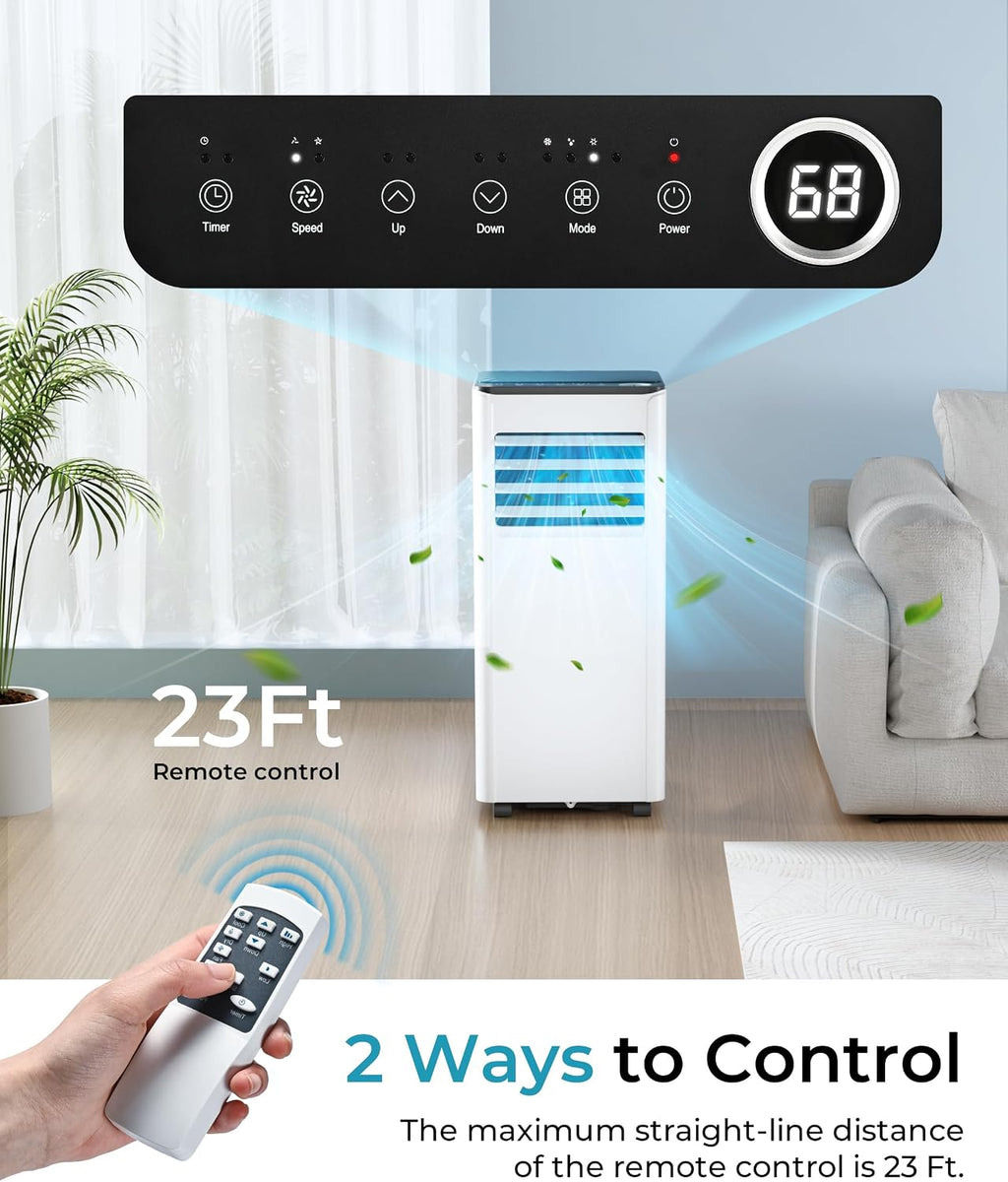 EUHOMY 10,000 BTU Portable Air Conditioners Up to 450 sq.ft, 3-1 Standing Smart Cooling AC with Remote, Dehumidifier, Fan, Air Conditioner Cools Room, 3 Modes, 24-hour timer, LED Display, Bedroom