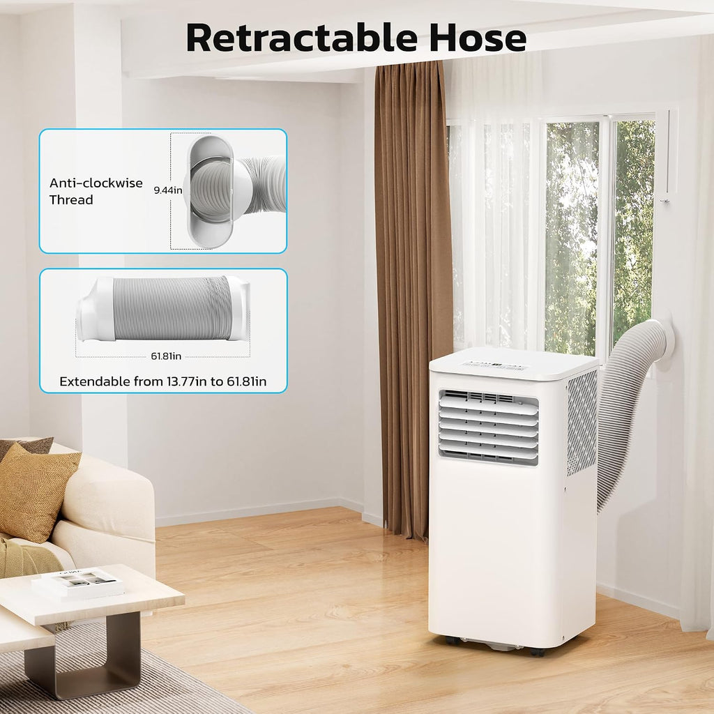 ZAFRO 8,000 BTU Portable Air Conditioners, 4 Modes Portable AC Unit Built-in Cool/Dehumidifier/Fan/Sleep, 24Hrs Timer, for Bedroom/Indoor Rooms, White