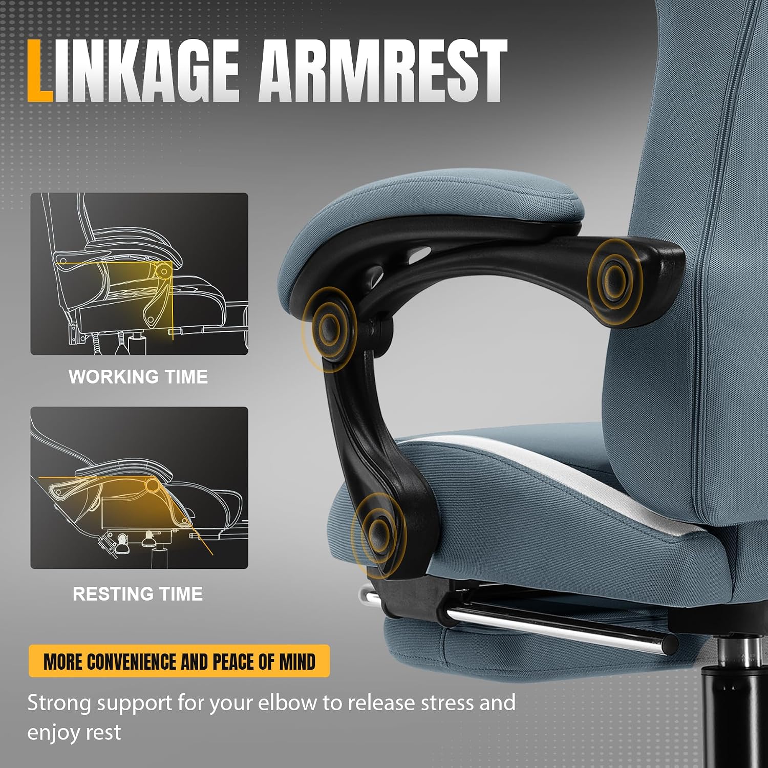 GTPLAYER Gaming Chair Ergonomic Office Chair with Foot Rest & Pocket Spring Cushion, High Back Computer Desk Chair with Headrest & Lumbar Support, Breathable Fabric Game Chair for Adults, Blue