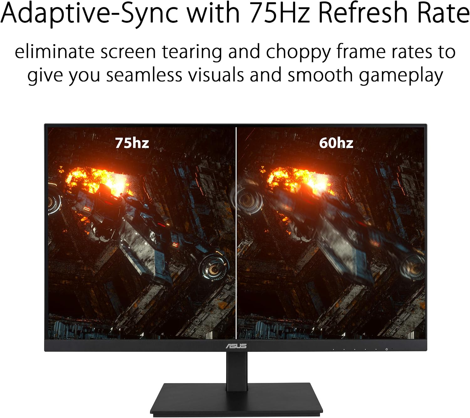 ASUS VA27DQSB 27' Monitor, 1080P Full HD, 75Hz, IPS, Adaptive-Sync, Eye Care, HDMI DisplayPort VGA USB Hub, Frameless, Ergonomic Design, VESA Wall Mountable,Black