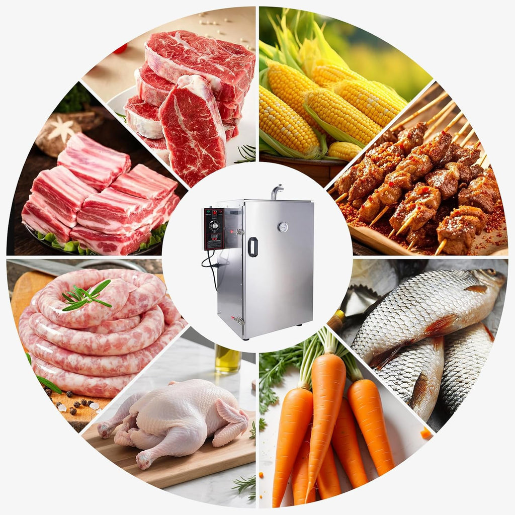 HAKKA Commercial Vertical Electric Smoke Oven for BBQ Grill Smoker 4 Rack 1000W Outdoor Indoor Home Cooking Pastrami, Sausage, Bacon, Smoked Chicken, Smoked Pork (DSH-S20B)