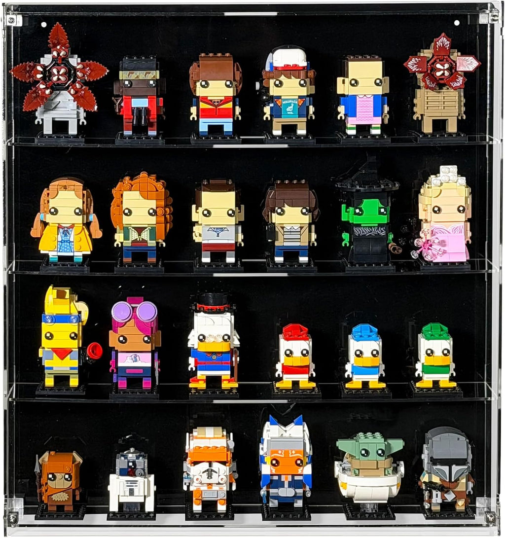 Wall-Mount Display Case Compatible with Lego Brickheadz, Funko POP!, Amiibos, and Many Others - Acrylic Showcase - Sets not Included (24)