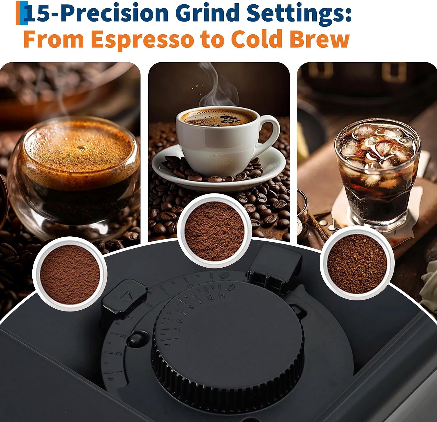 3rd-Gen Espresso Coffee Maker with Milk Frother - Removable Brewer/Grinder, Adjustable Coarseness/Flavor, 3-Level Coffee/Milk Volume, Detachable Milk Tank for Home Baristas, Black Spray Paint