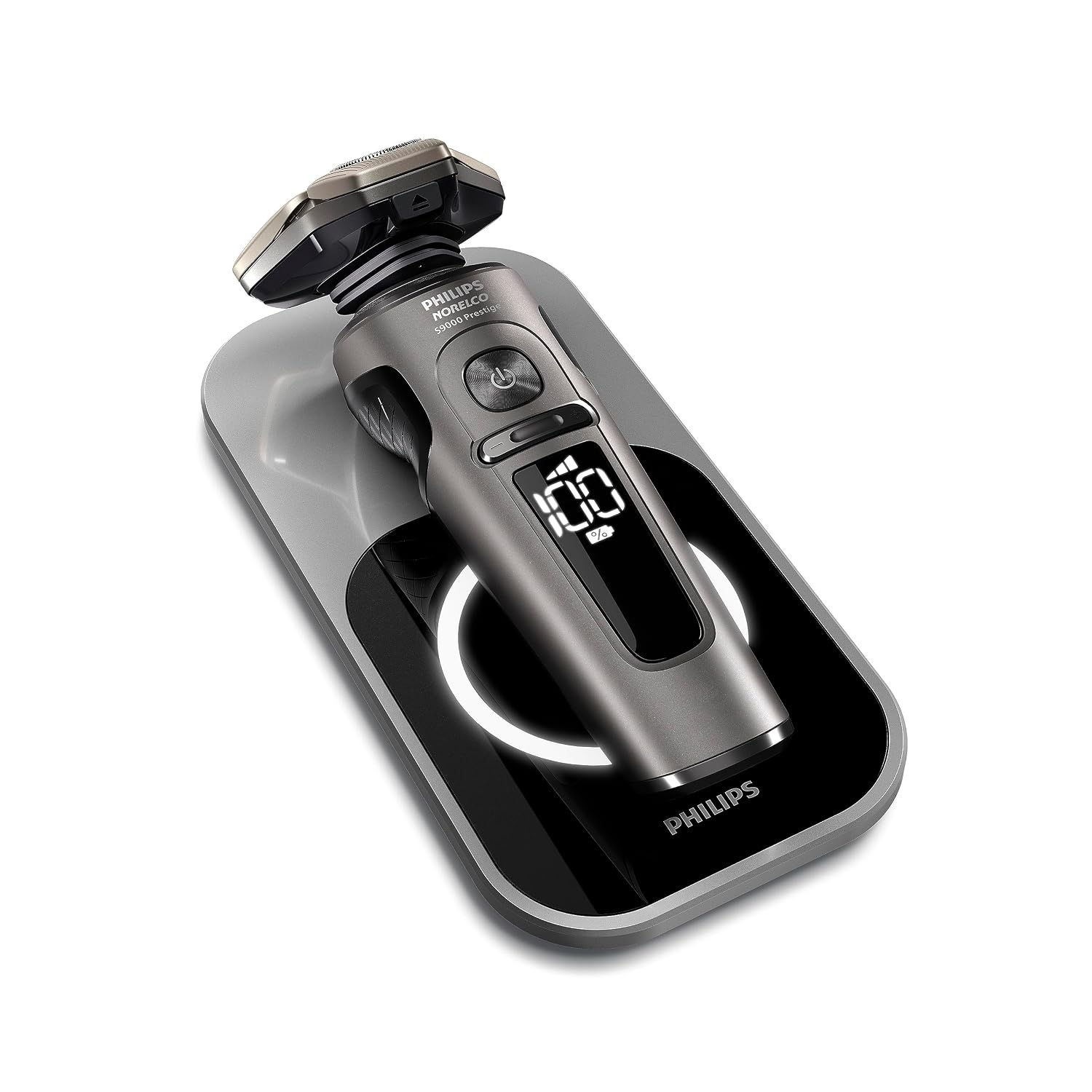 Philips Norelco S9000 Prestige Electric Shaver with Qi-Charger, Precision Trimmer and Premium Case, SP9872/86