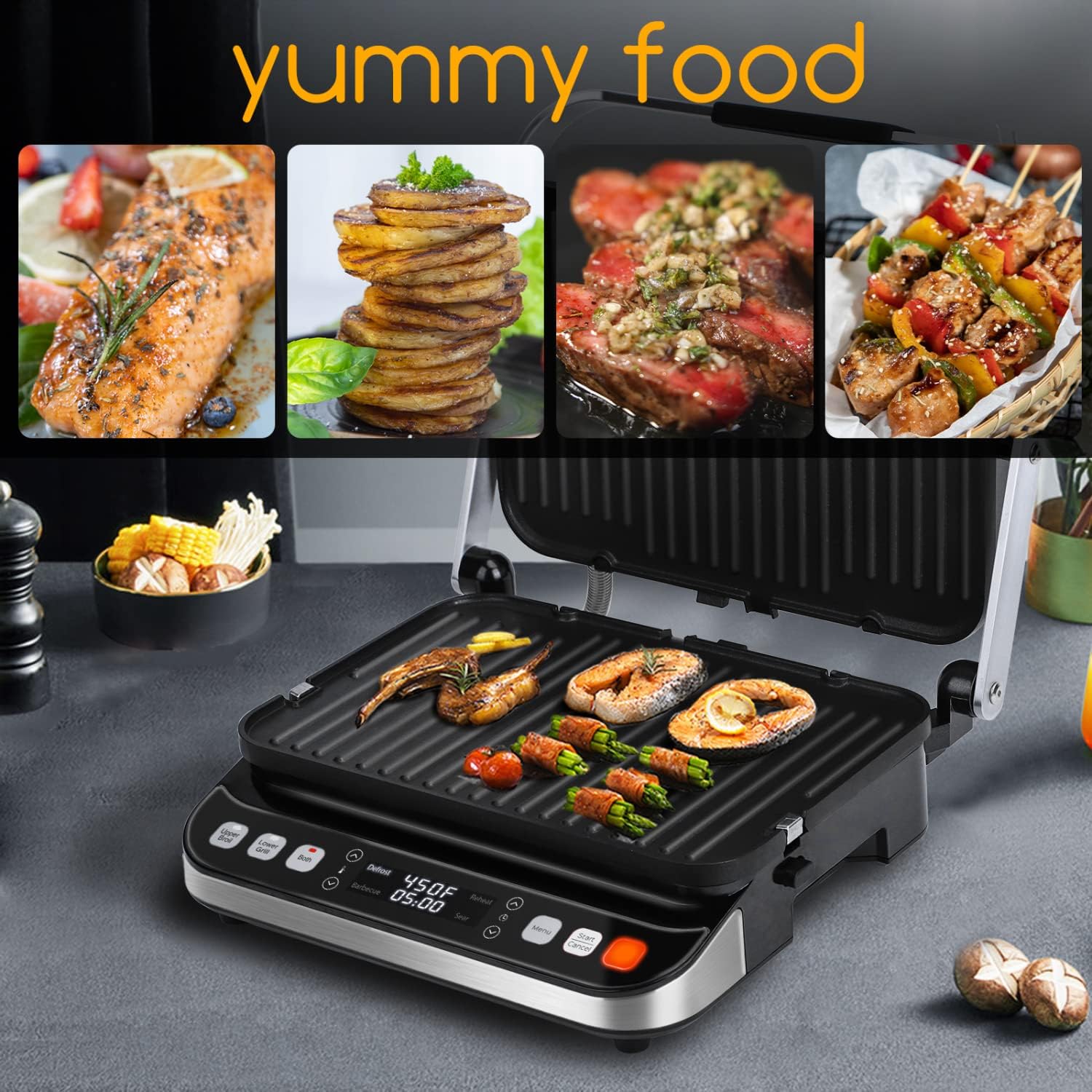 Taylor Swoden Panini Press Waffle Maker, 1600W Electric Indoor Grill with Non-Stick Double Sided Plates, LED Touch Screen, Independent Temperature Control, Opens 180 Degrees, Stainless Steel