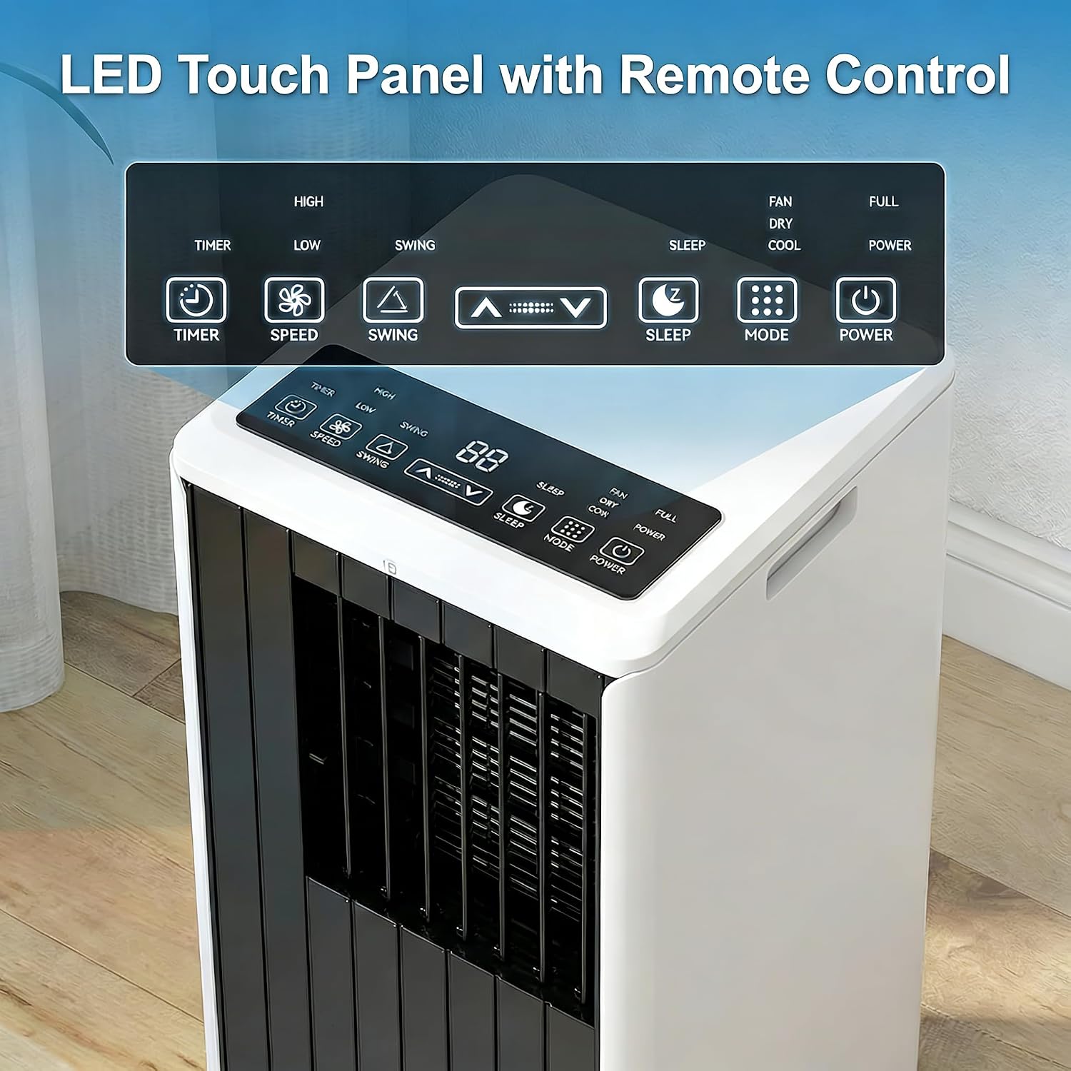 8,000 BTU Portable Air Conditioners, 3-in-1 Air Modes Up to 350 Sq, Portable AC Unit with Cooling, Fan, Dehumidifier, 24H Timer, Remote, Window Installation Kit, White, for Bedroom.