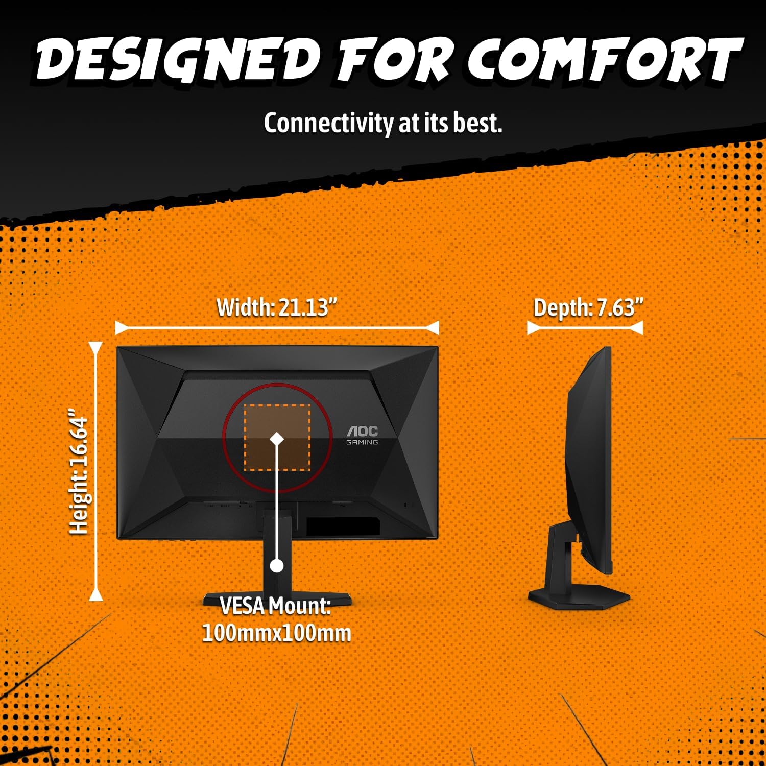 AOC C24G42E 24' Curved 1500R Frameless Ultra-Fast Gaming Monitor, FHD 1080p, 180Hz 0.5ms MPRT, HDMI 2.0 x2, Display Port x1, HDR, Speakers 2W x2, 3-Year Zero-Bright-Dot
