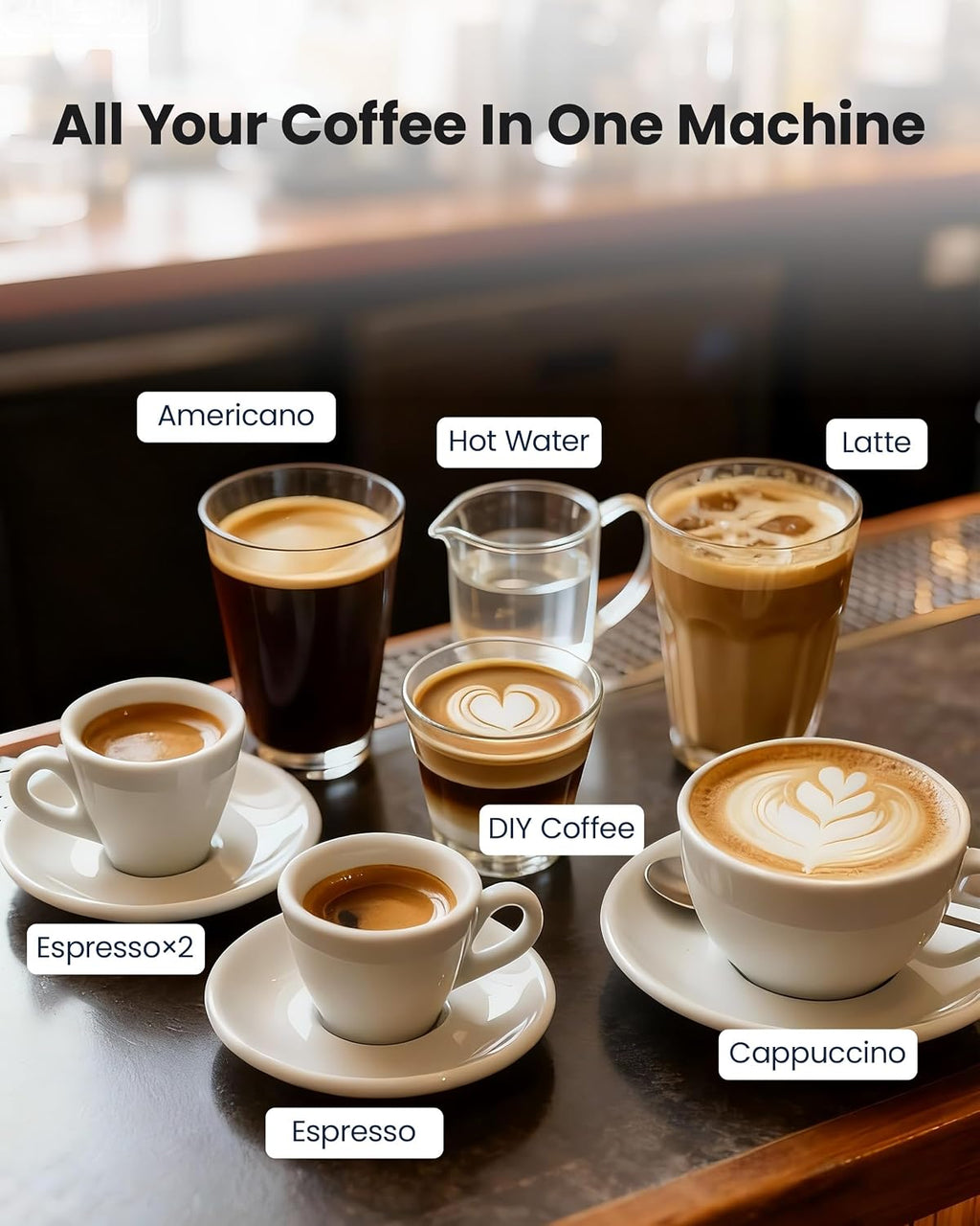 Automatic Espresso Machine, 20 Bar Espresso Maker with Touch Control, 15-Grind Settings Super Automatic Coffee Machine with Integrated Milk Frother, Auto Self-Cleaning