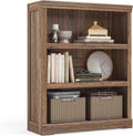 LINSY HOME 3-Tier Bookshelf Display Storage Shelves Farmhouse Bookshelf for Home Office, Living Room, Bed Room - Dark Brown